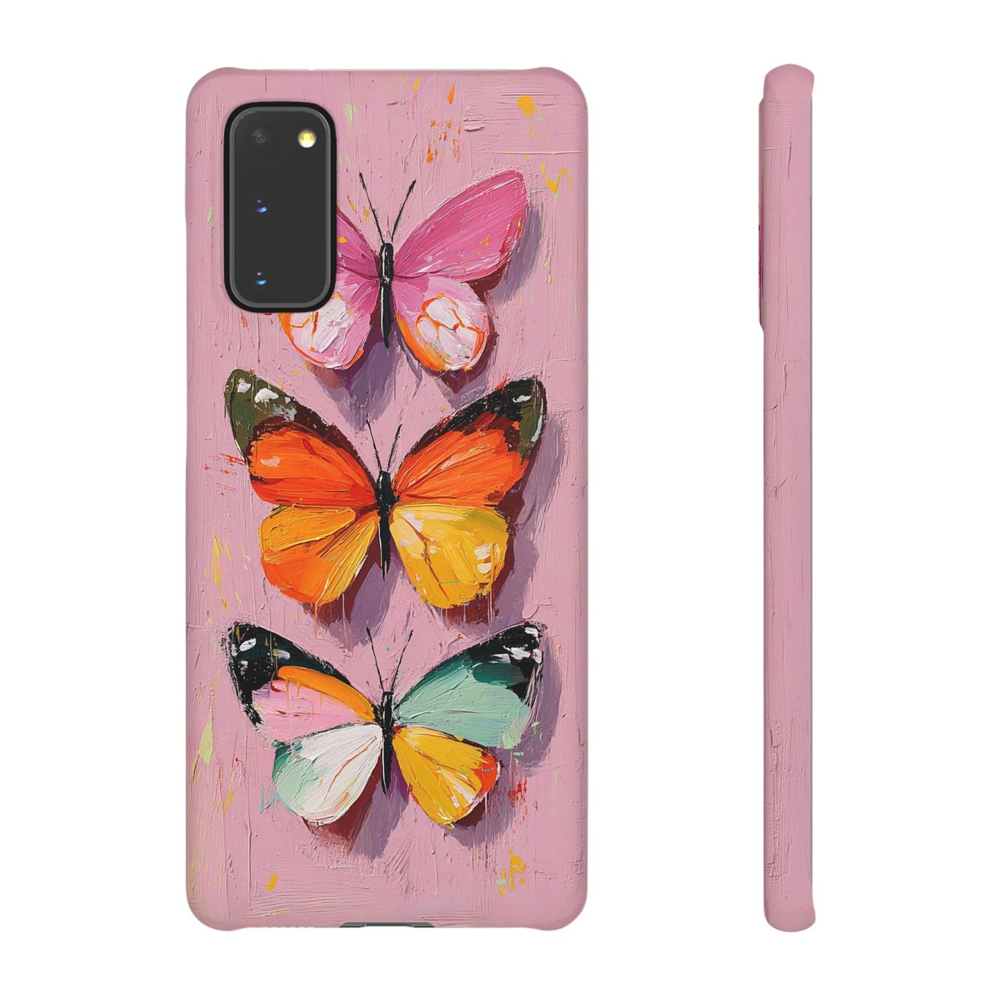 Pink Butterfly Snap Case Cover For iPhone and Samsung