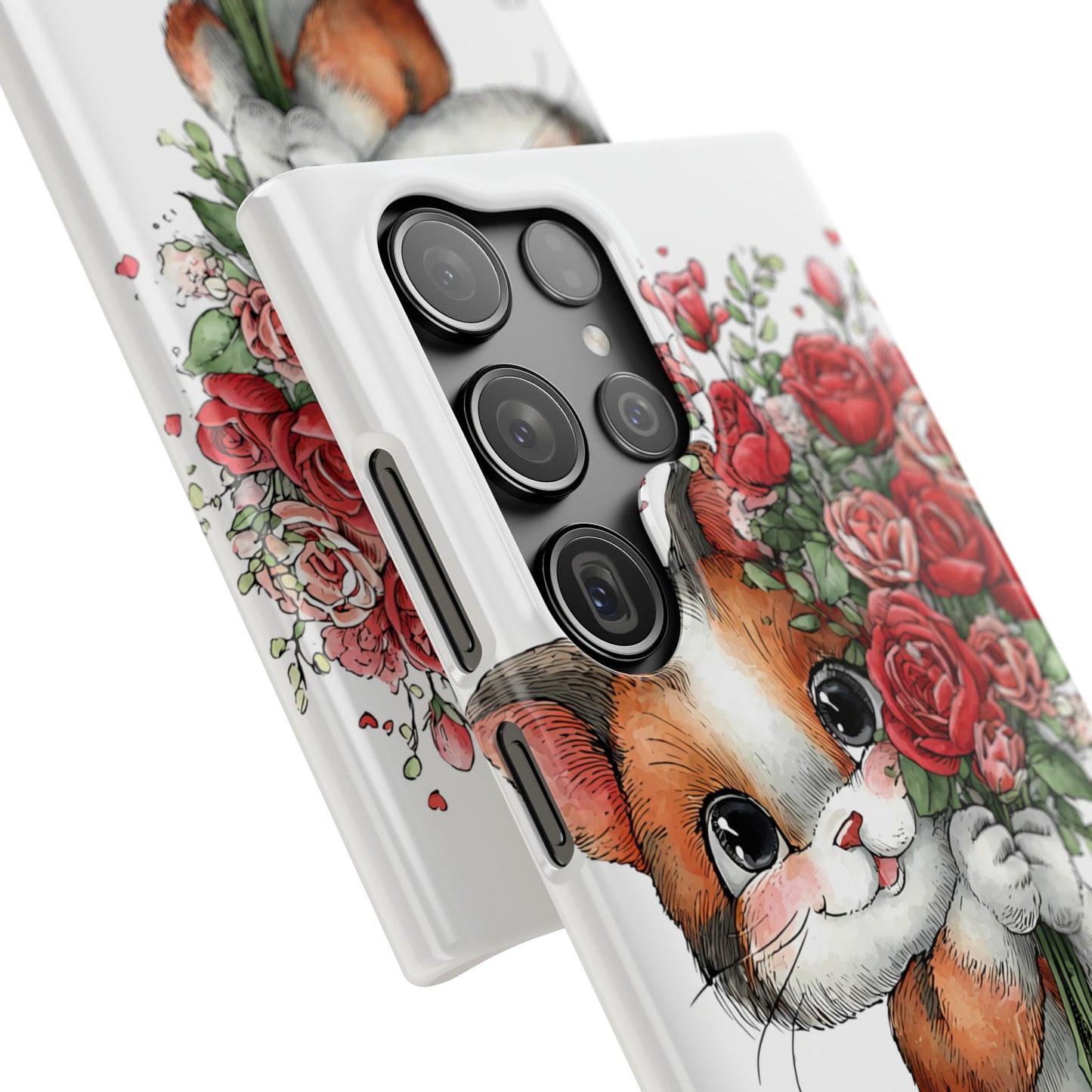 Cute Cat Snap Case with Floral Design, Pet Lovers Gift, Phone Protector for Valentine's Day, Cute Kitty Case, Animal Art Cover