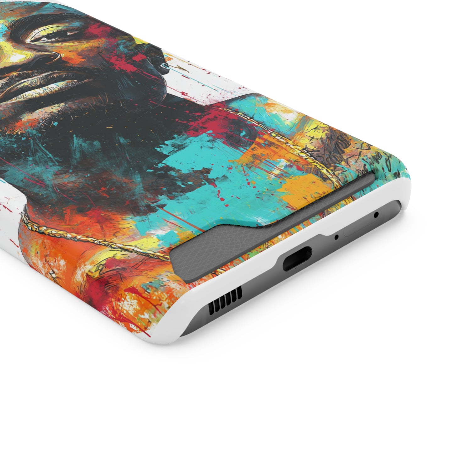 Vibrant Phone Case with Card Holder, Abstract Art Phone Cover, Stylish Smartphone Case, Unique Gift for Music Lovers, Hip-Hop Inspired Case