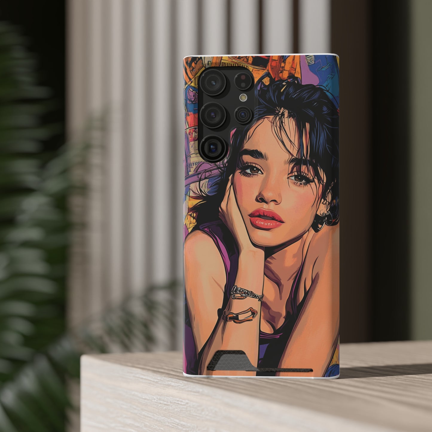 Vibrant Phone Case with Card Holder - Artistic Design for Fashion Lovers, Perfect Gift for Birthdays, Holidays, and Everyday Use