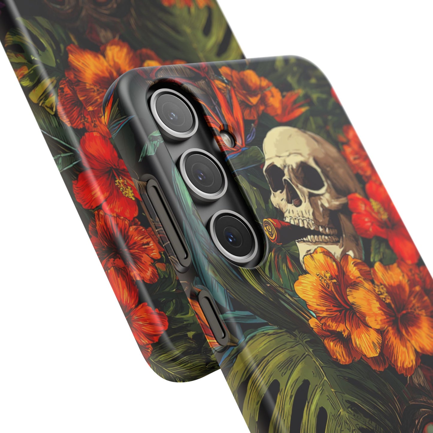 Tropical Skull Phone Case - Vibrant Floral Design, Skull Case for iPhone, Unique Tropical Art, Gift for Beach Lovers, Halloween Decor
