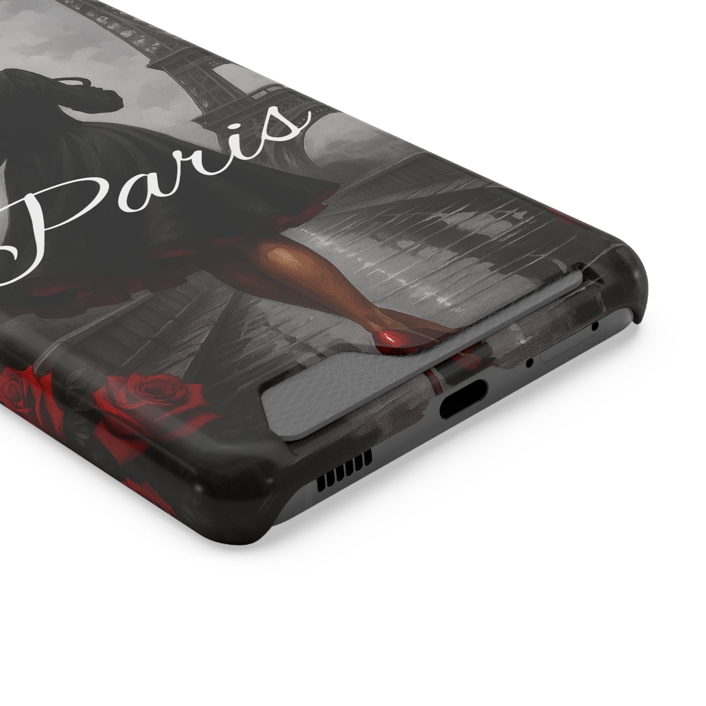 Elegant Parisian Phone Case with Card Holder, Stylish Gift for Travelers, Chic Accessory, Paris-themed, Practical Tech Holder