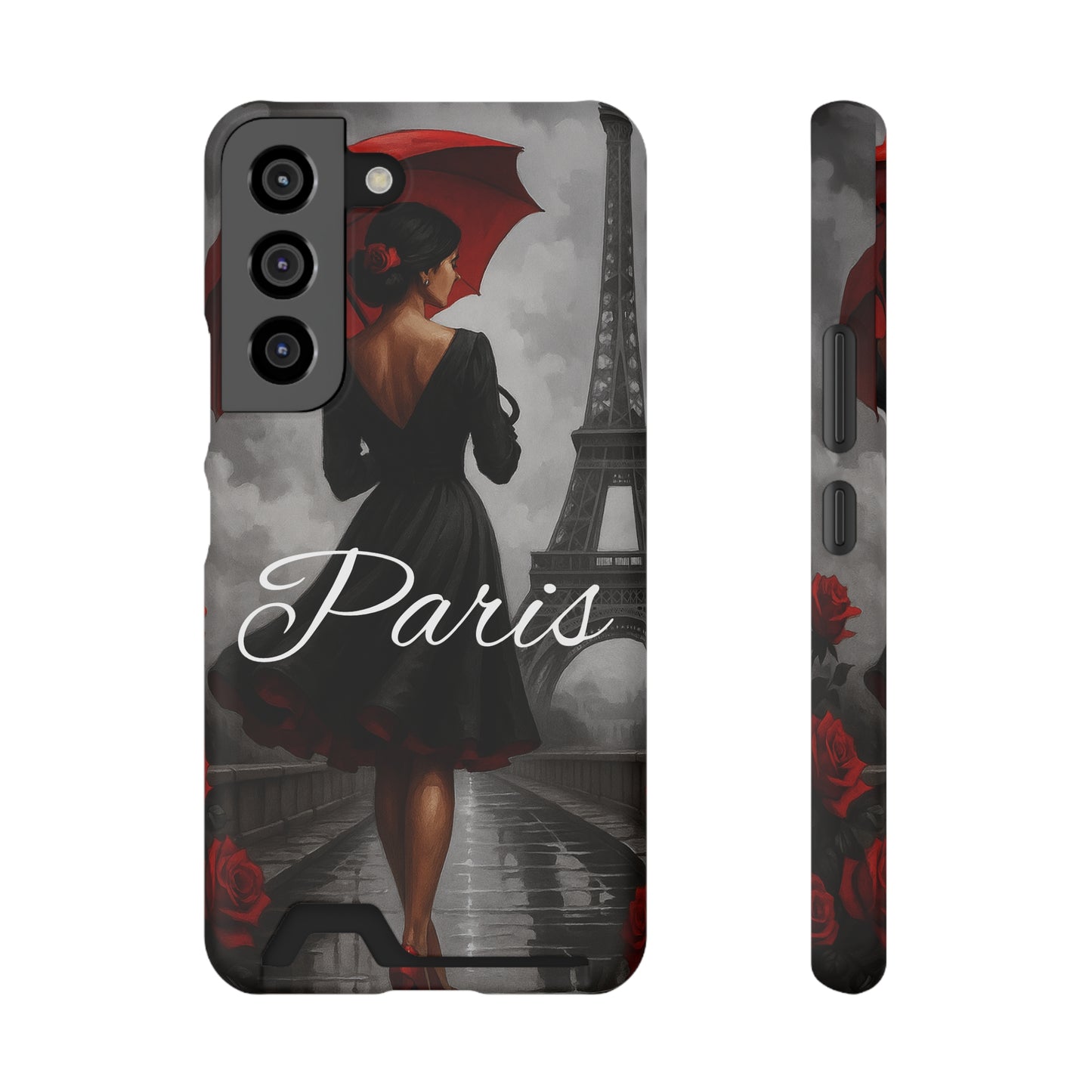 Elegant Parisian Phone Case with Card Holder, Stylish Gift for Travelers, Chic Accessory, Paris-themed, Practical Tech Holder