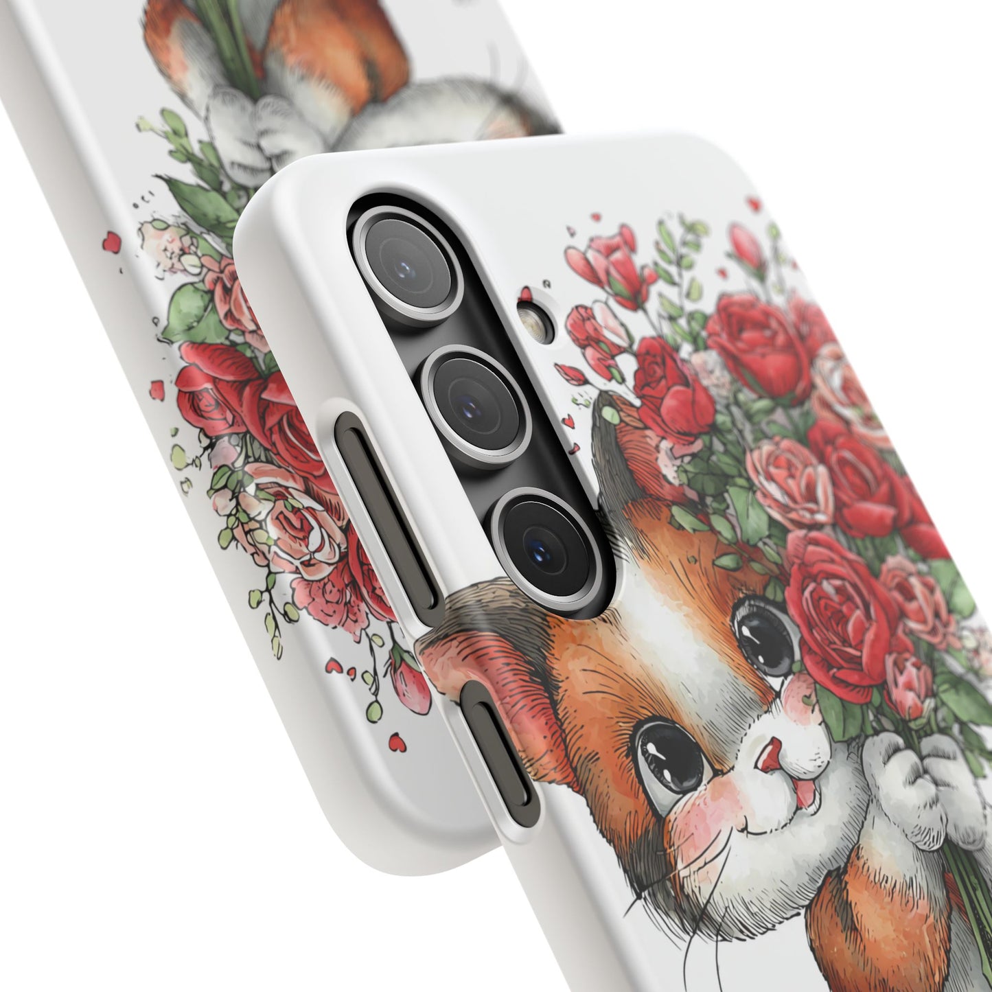 Cute Cat Snap Case with Floral Design, Pet Lovers Gift, Phone Protector for Valentine's Day, Cute Kitty Case, Animal Art Cover
