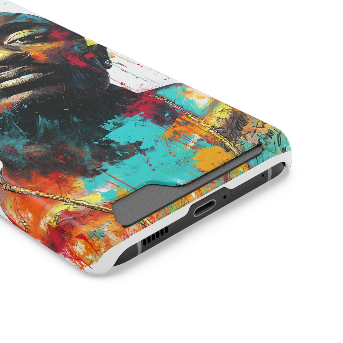 Vibrant Phone Case with Card Holder, Abstract Art Phone Cover, Stylish Smartphone Case, Unique Gift for Music Lovers, Hip-Hop Inspired Case