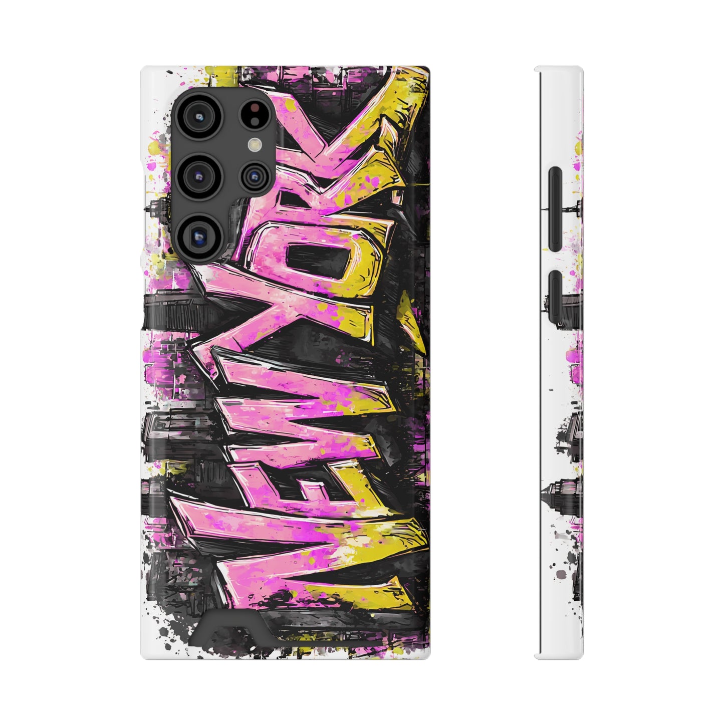 Urban Graffiti Phone Case with Card Holder, NY Street Art Phone Protection, Trendy Accessory, Gifts for City Lovers, Unique Tech Gift