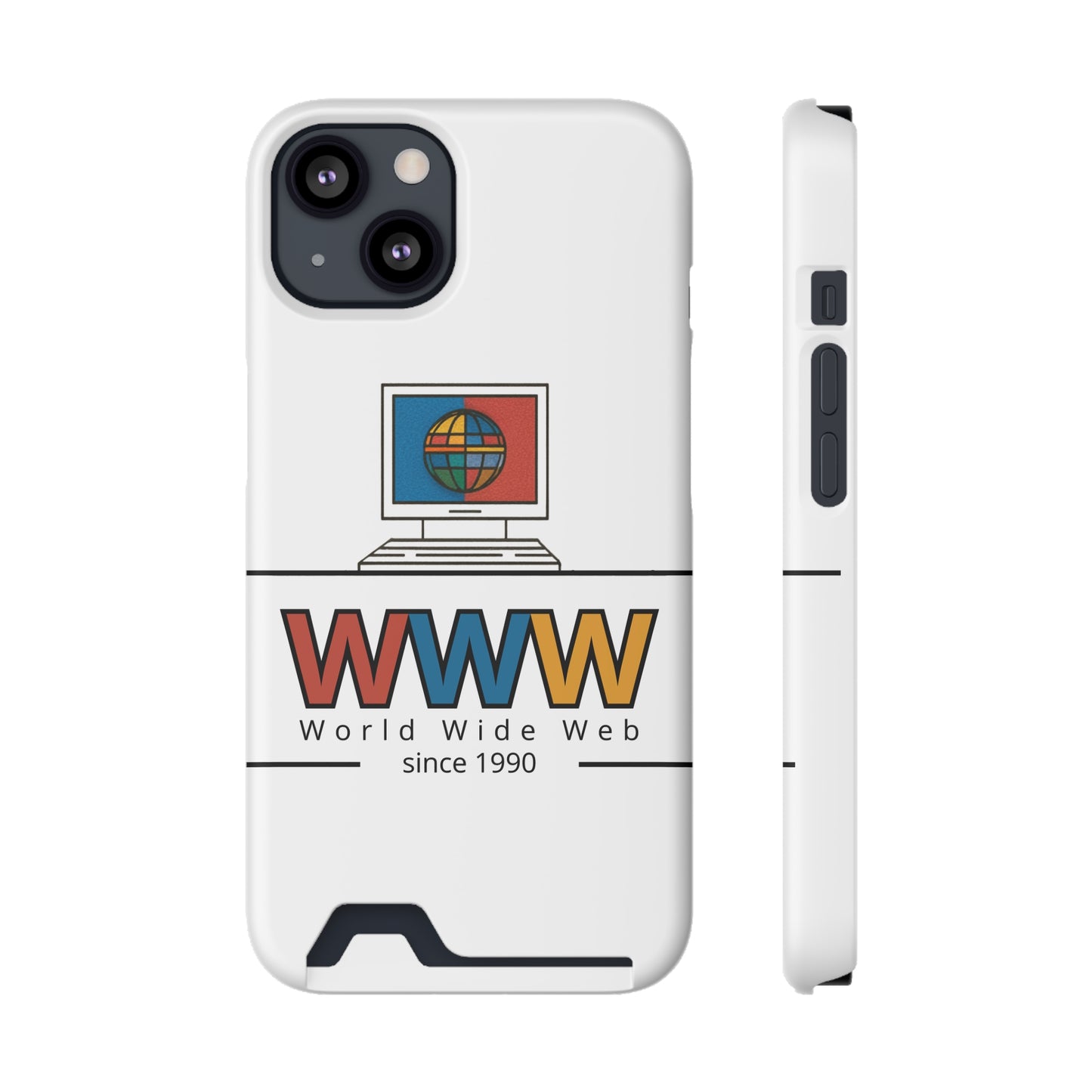 Retro Phone Case with Card Holder - World Wide Web Design, Geek Gift, Tech Accessory, Vintage Style, Personalized Phone Cover