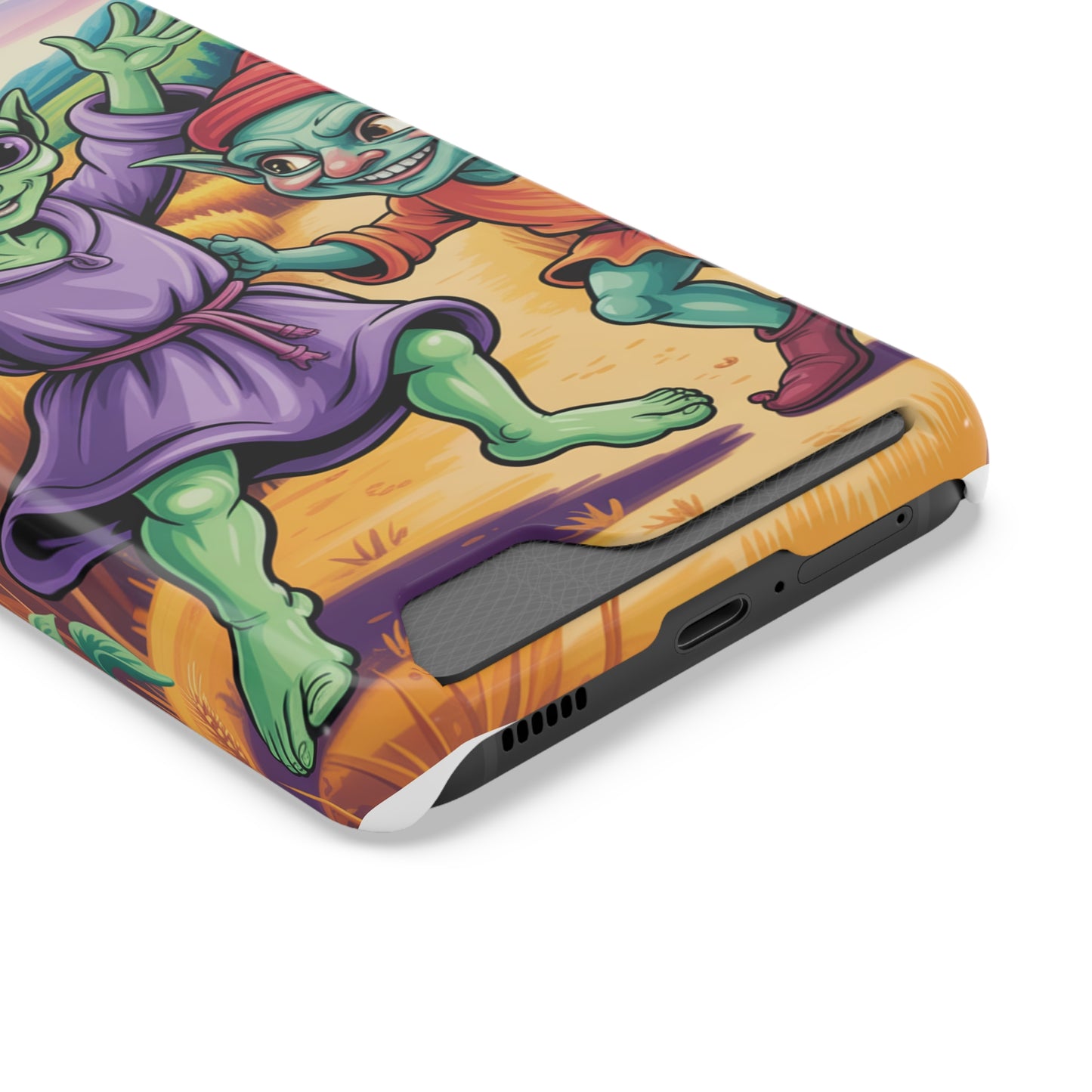 Playful Alien Phone Case with Card Holder | Cute Green Characters | Gift for Kids, Sci-Fi Fanatic, Birthday Fun, Unique Design