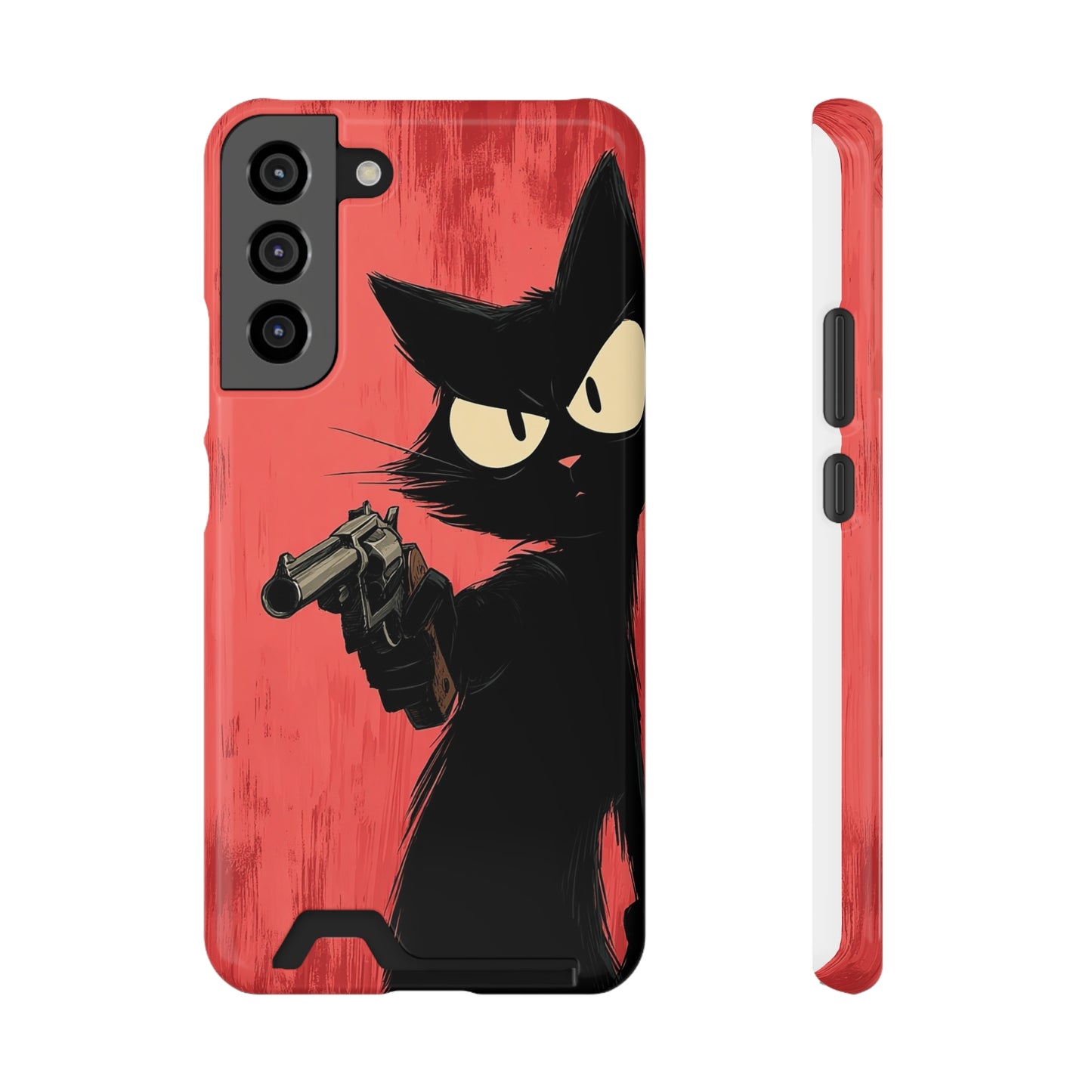 Stylish Catfather Phone Case with Card Holder - Cartoon Cat Art, Cat Lovers Gift, Functional Phone Accessory, Perfect for Any Occasion