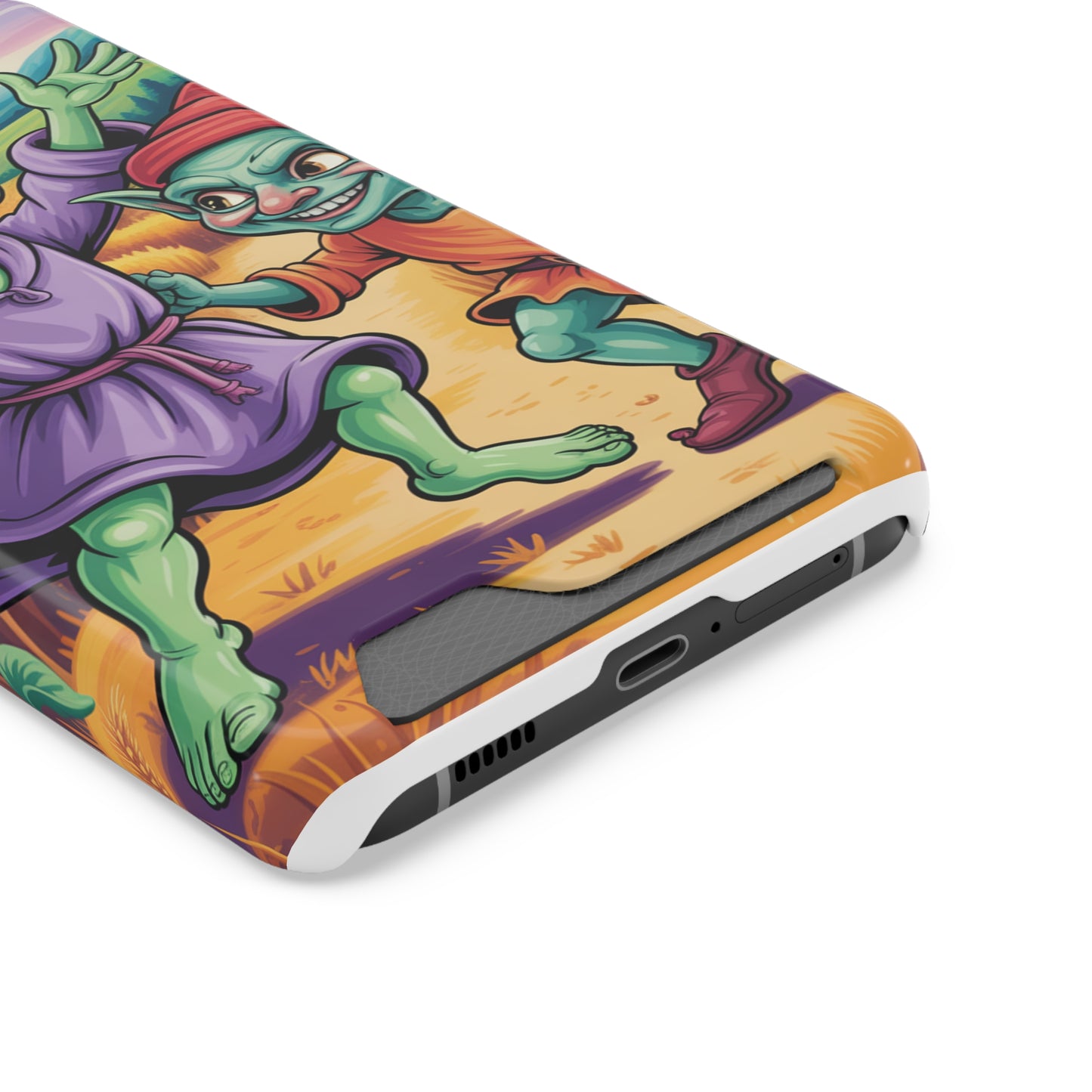 Playful Alien Phone Case with Card Holder | Cute Green Characters | Gift for Kids, Sci-Fi Fanatic, Birthday Fun, Unique Design