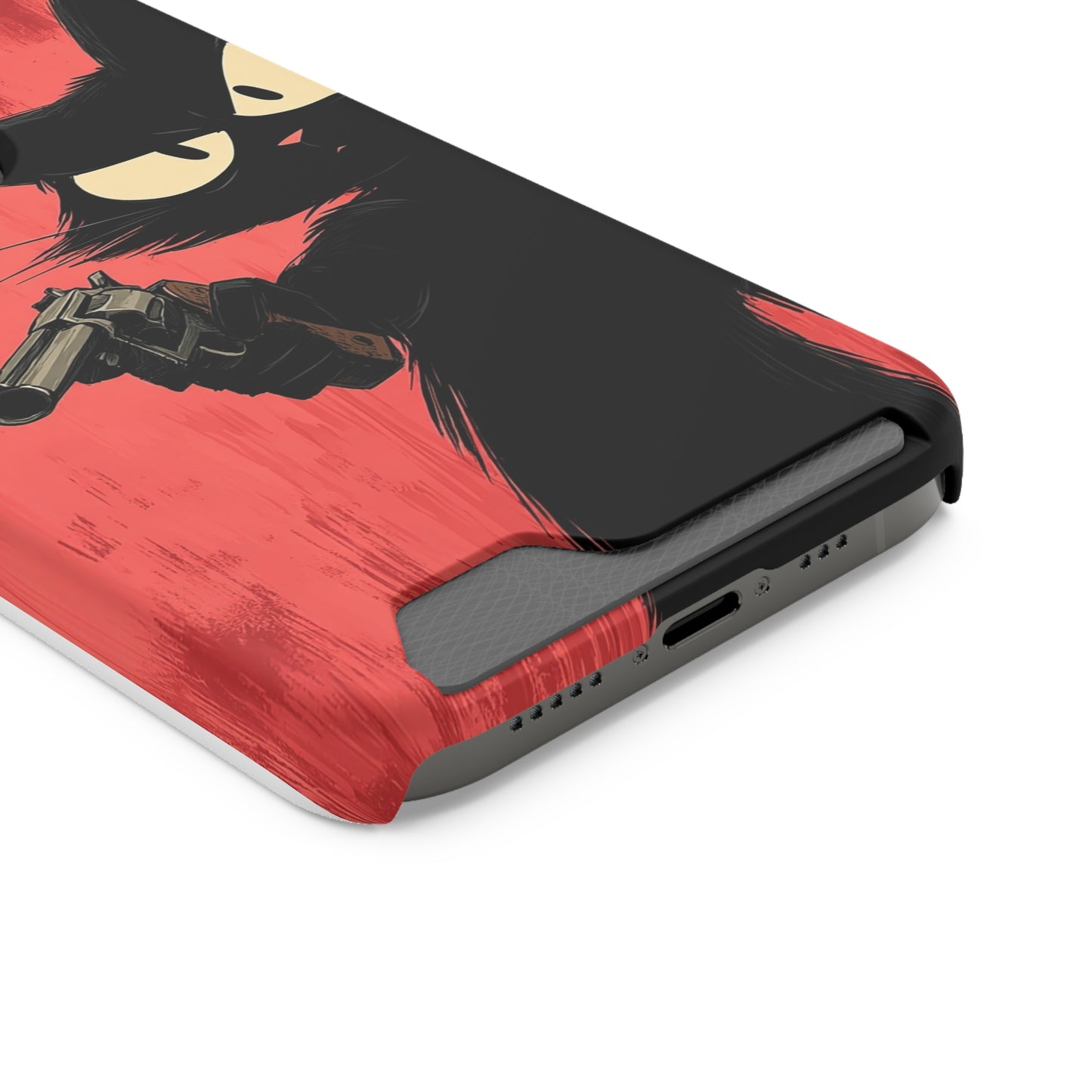 Stylish Catfather Phone Case with Card Holder - Cartoon Cat Art, Cat Lovers Gift, Functional Phone Accessory, Perfect for Any Occasion