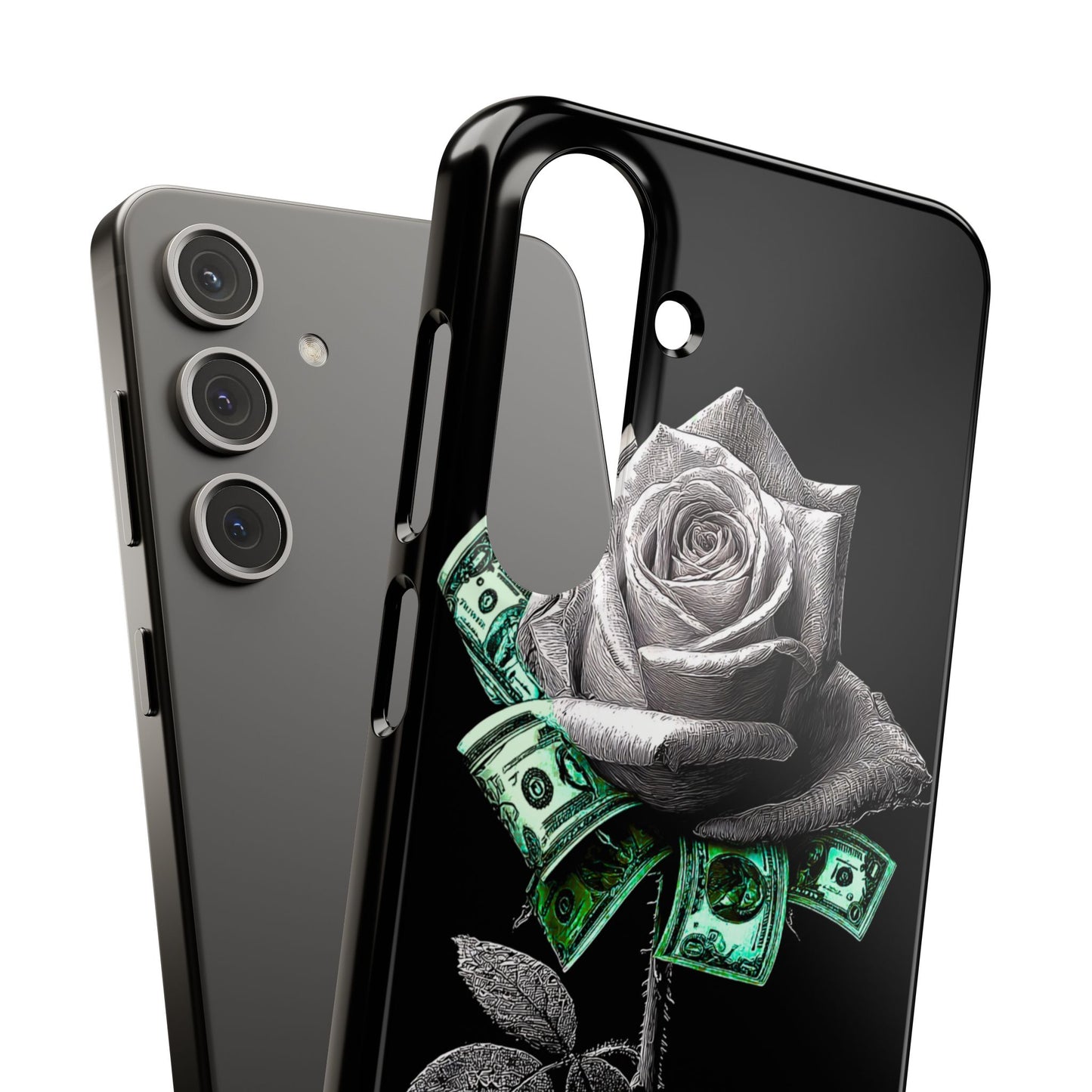 Stylish Rose & Money Snap Case - Floral Phone Protection, Trendy Gift for Him/Her, Birthday Present, Accessories for Teens