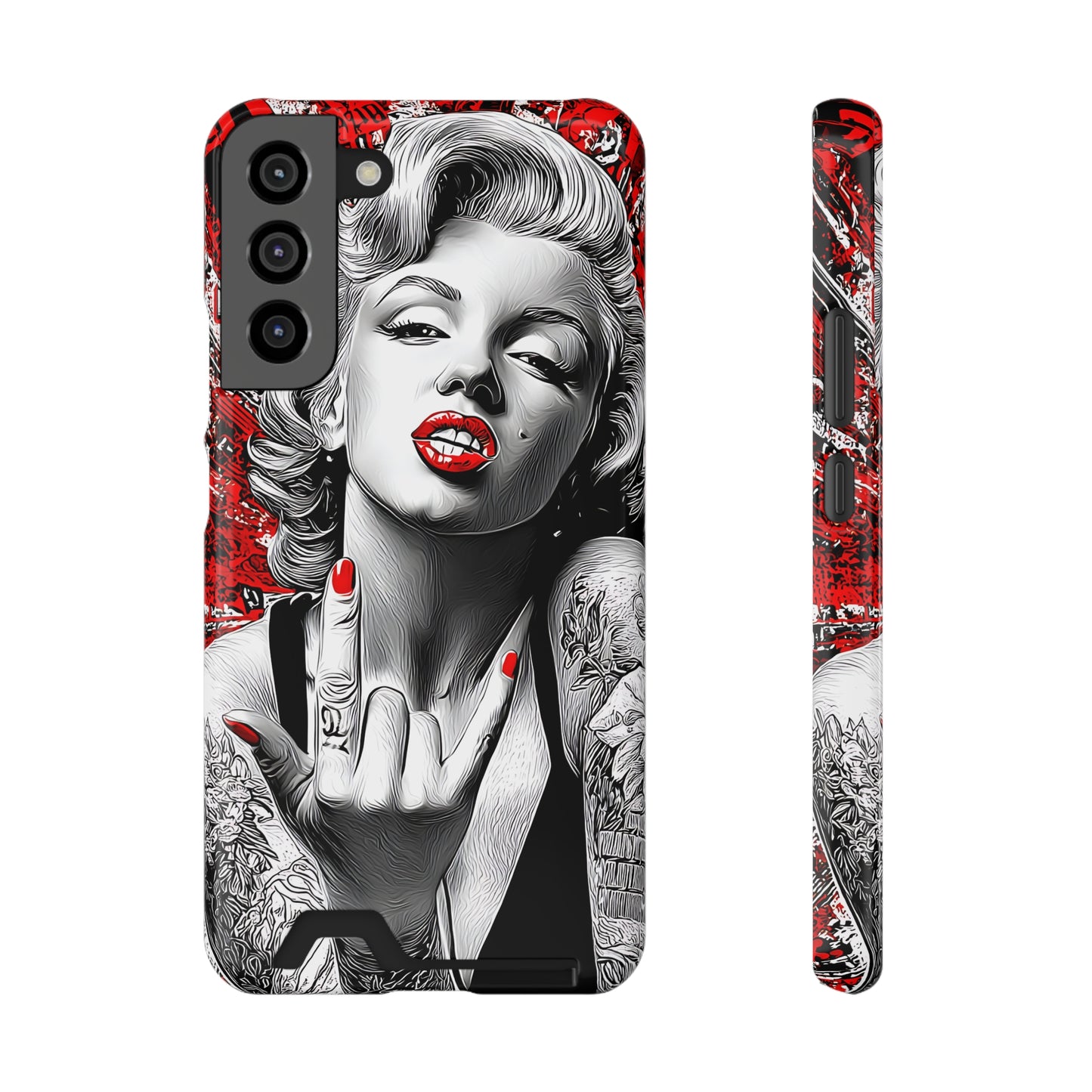 Bold Marilyn Monroe Phone Case with Card Holder, Stylish Phone Cover, Unique Gift for Her, Pop Culture Accessory, Modern Art Decor