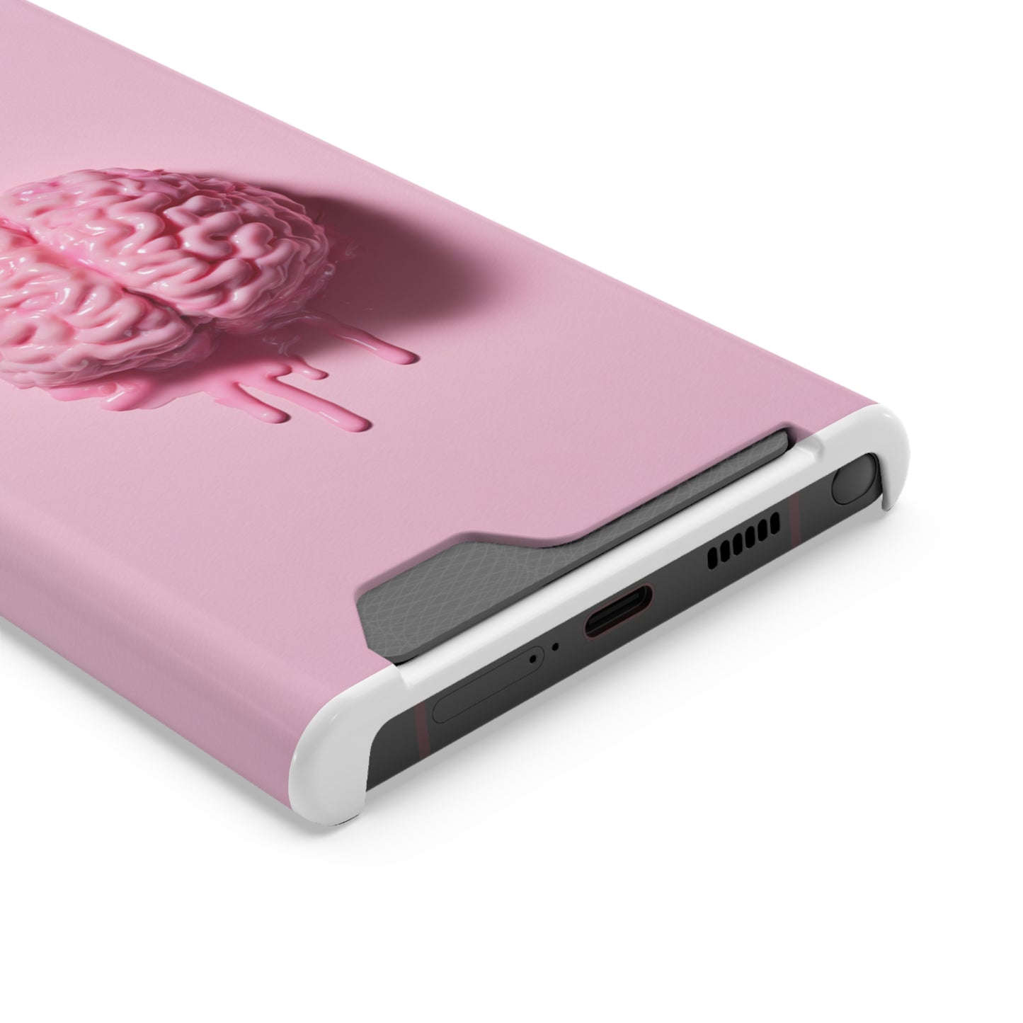 Brain Design Phone Case With Card Holder, Cute Tech Accessory, Unique Gift for Students, Stylish Phone Protection, Valentine's Day, Birthday