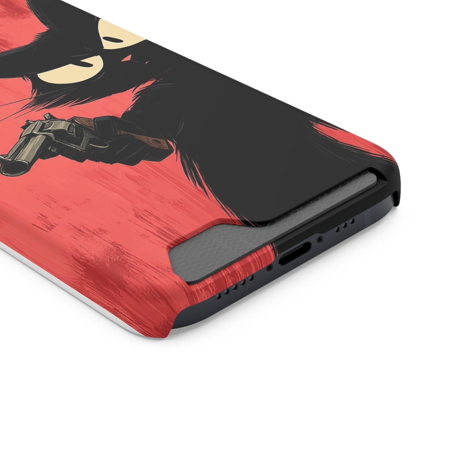 Stylish Catfather Phone Case with Card Holder - Cartoon Cat Art, Cat Lovers Gift, Functional Phone Accessory, Perfect for Any Occasion