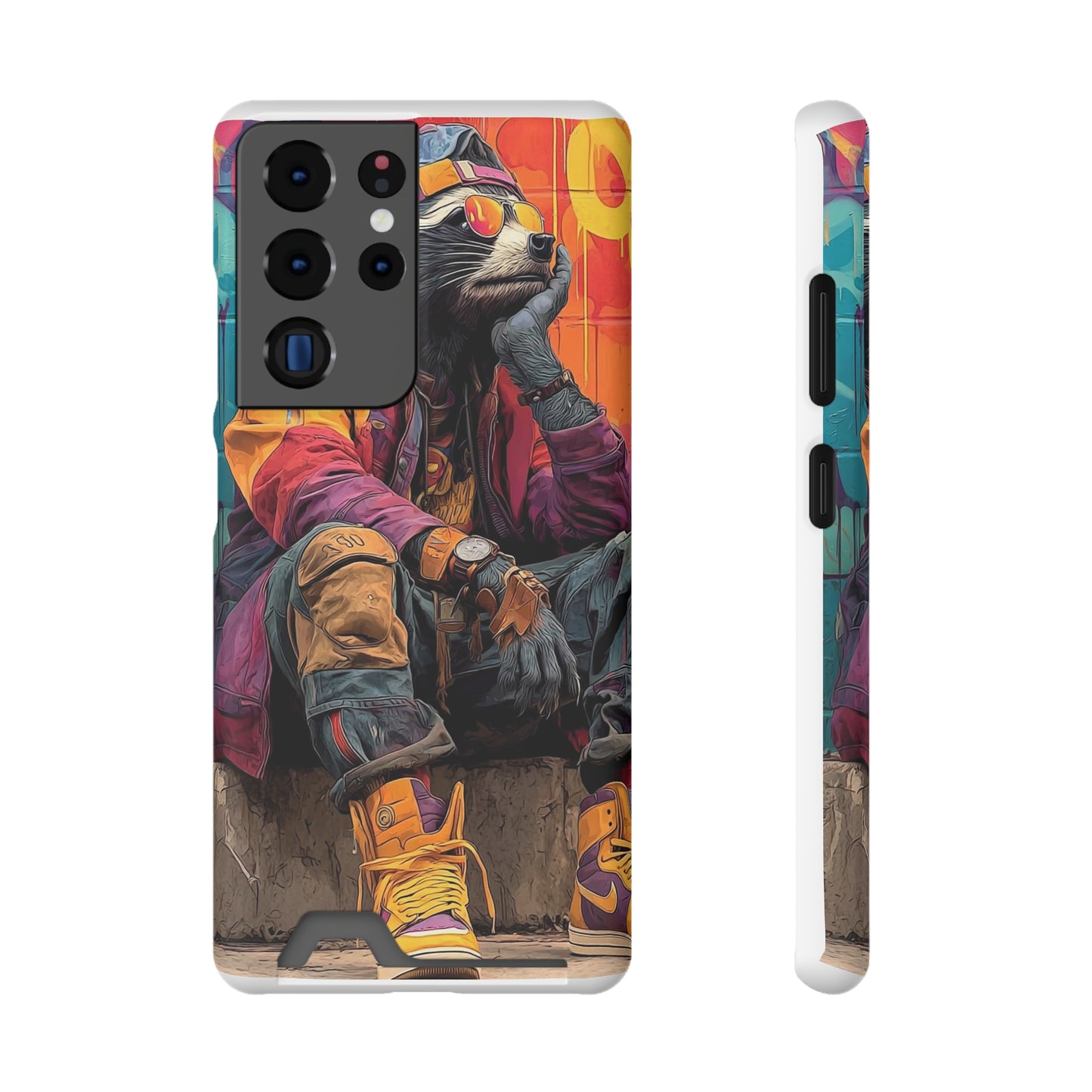 Stylish Phone Case With Card Holder, Trendy Mobile Accessory, Urban Art, Perfect Gift for Teens, Cool Gadget for Everyday Use