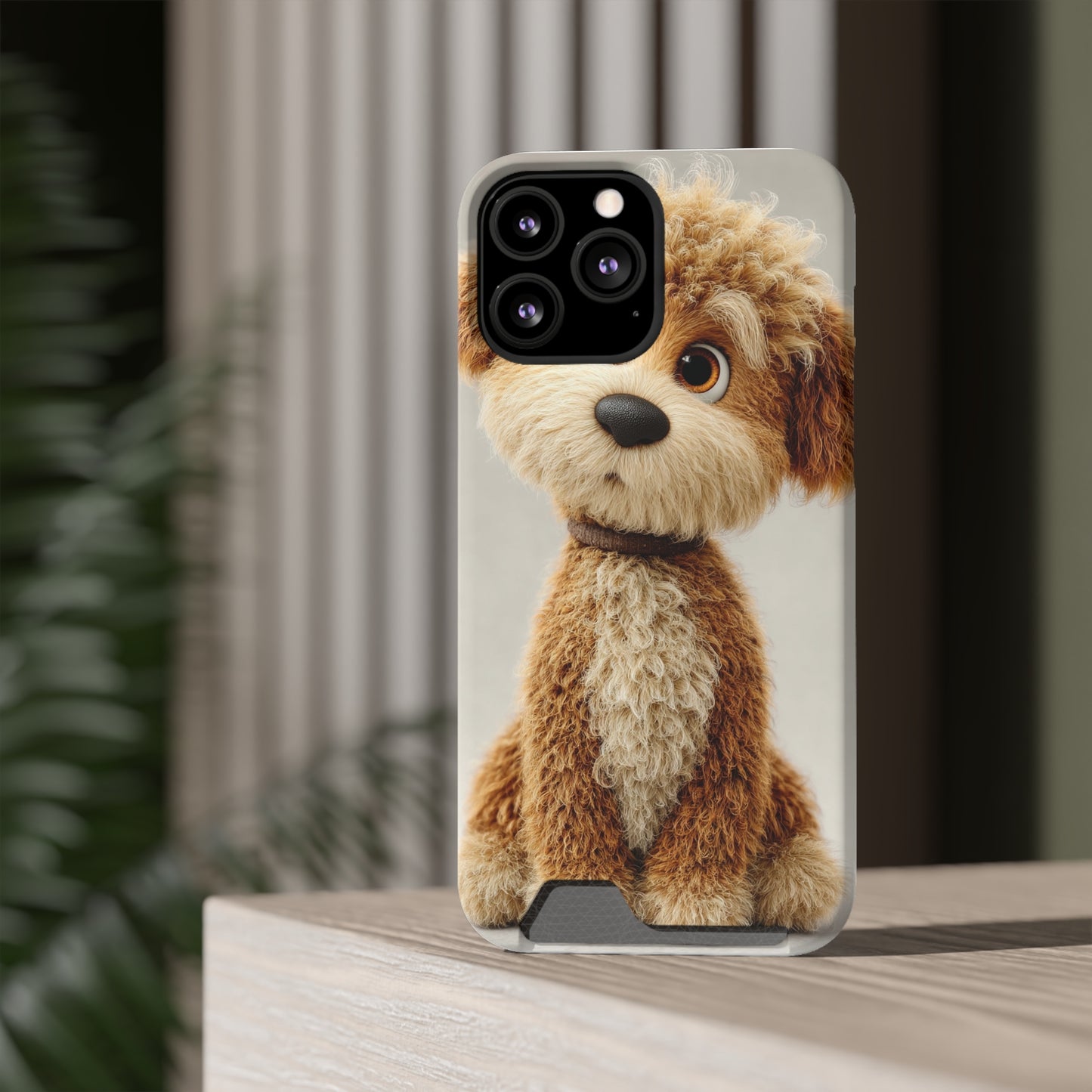 Cute Dog Phone Case With Card Holder, Pet Lover Gift, Stylish Phone Accessory, Dog-Themed Phone Cover, Animal Aesthetic