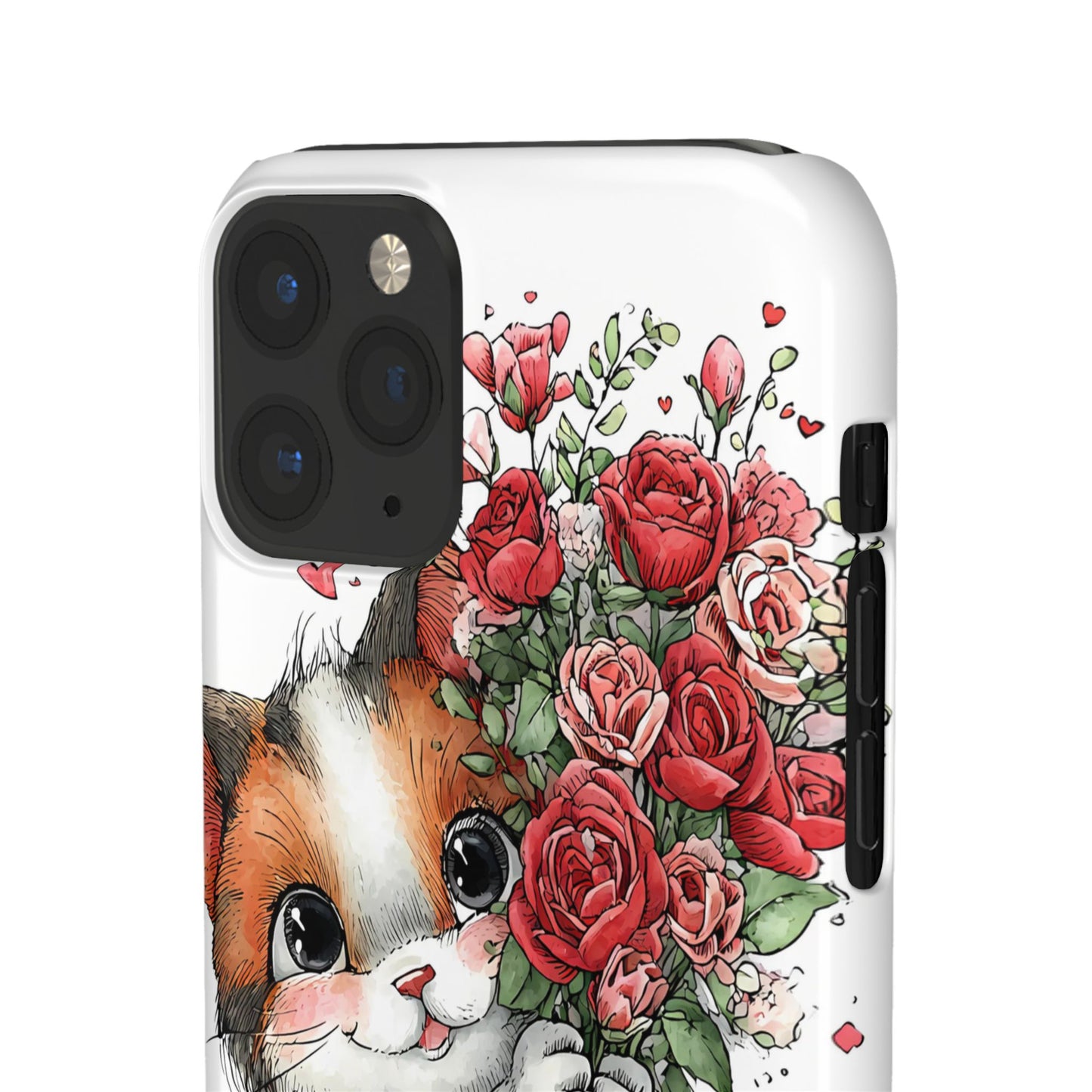 Cute Cat Snap Case with Floral Design, Pet Lovers Gift, Phone Protector for Valentine's Day, Cute Kitty Case, Animal Art Cover