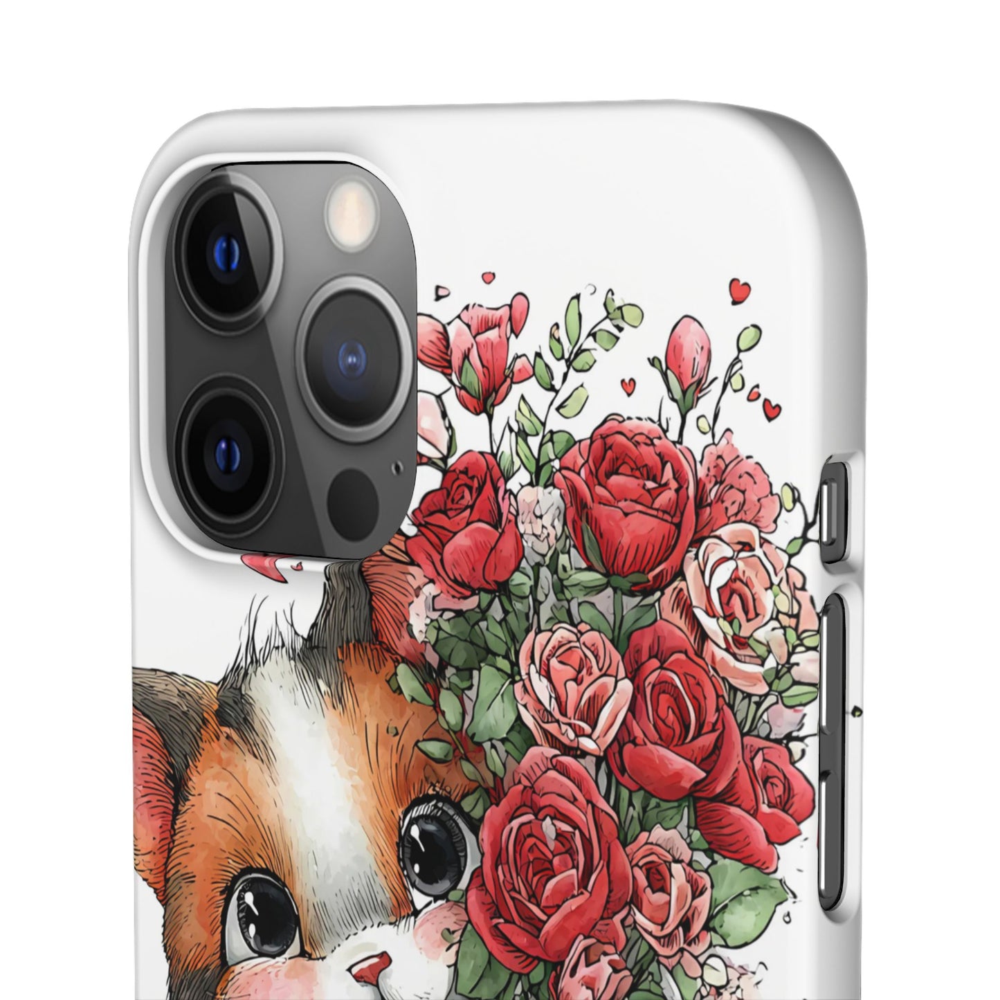 Cute Cat Snap Case with Floral Design, Pet Lovers Gift, Phone Protector for Valentine's Day, Cute Kitty Case, Animal Art Cover