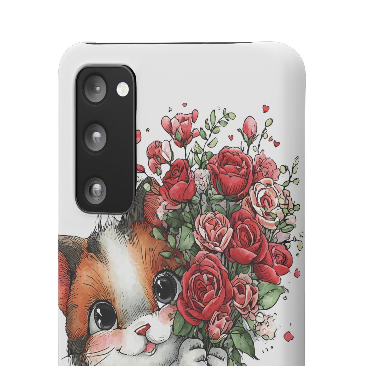 Cute Cat Snap Case with Floral Design, Pet Lovers Gift, Phone Protector for Valentine's Day, Cute Kitty Case, Animal Art Cover