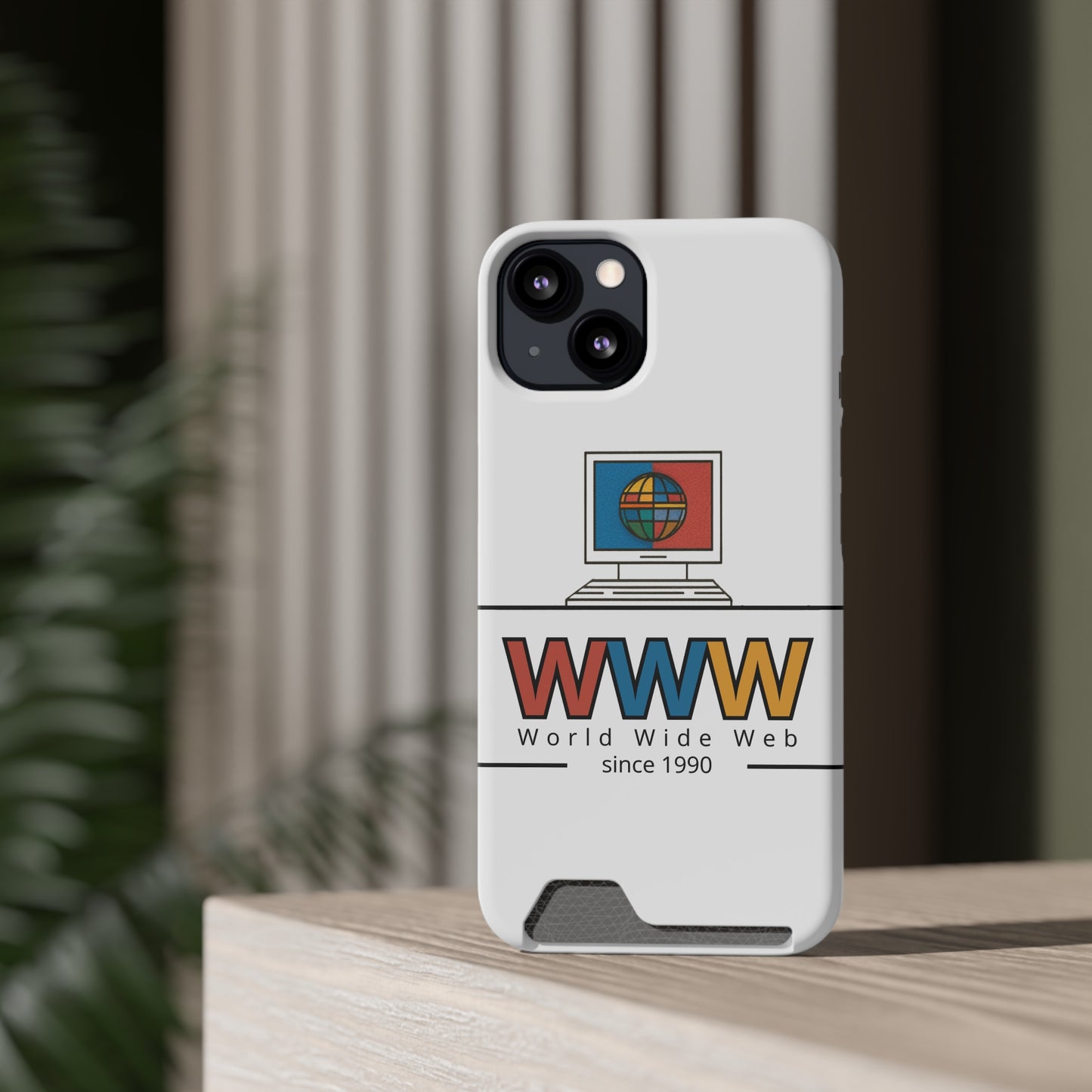 Retro Phone Case with Card Holder - World Wide Web Design, Geek Gift, Tech Accessory, Vintage Style, Personalized Phone Cover
