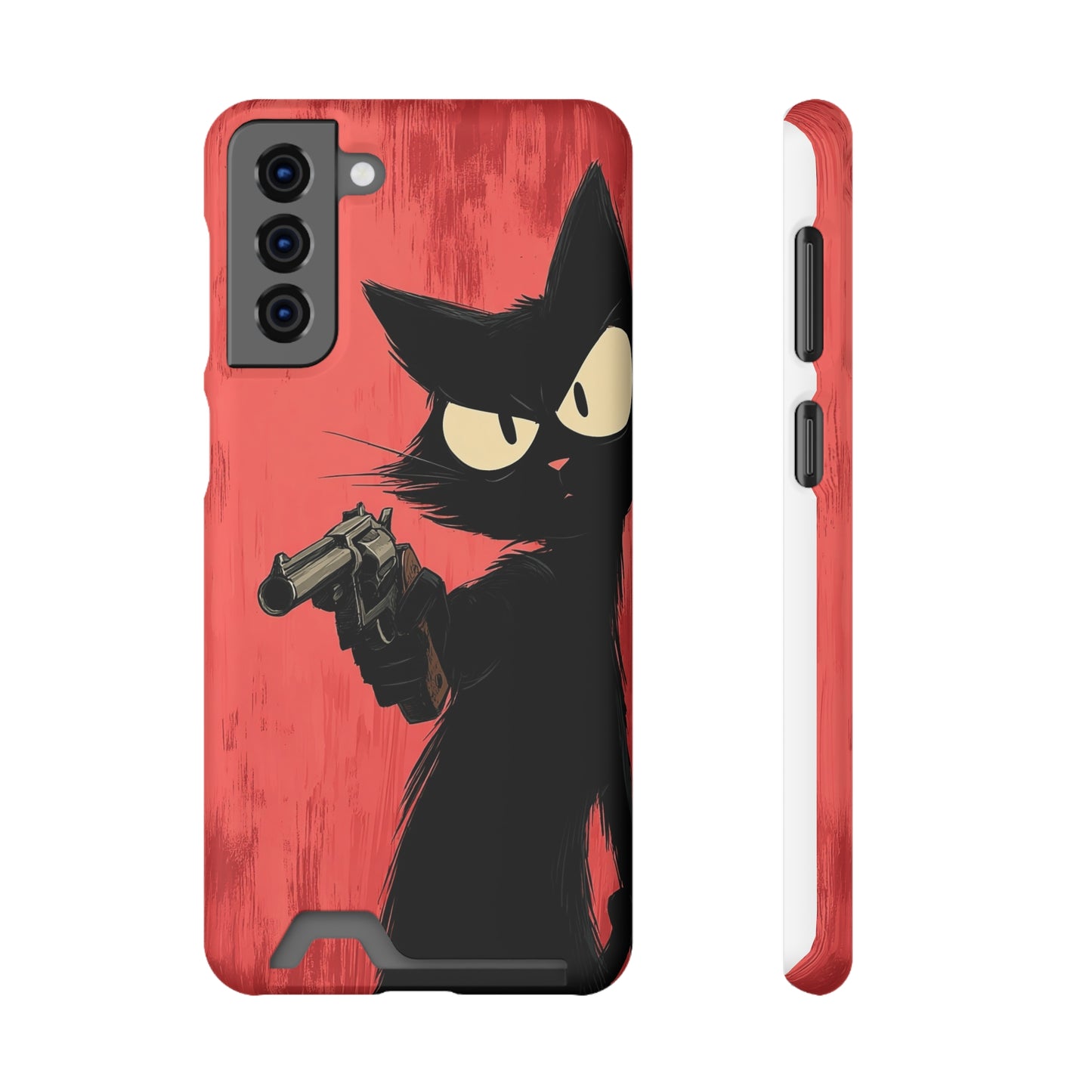 Stylish Catfather Phone Case with Card Holder - Cartoon Cat Art, Cat Lovers Gift, Functional Phone Accessory, Perfect for Any Occasion
