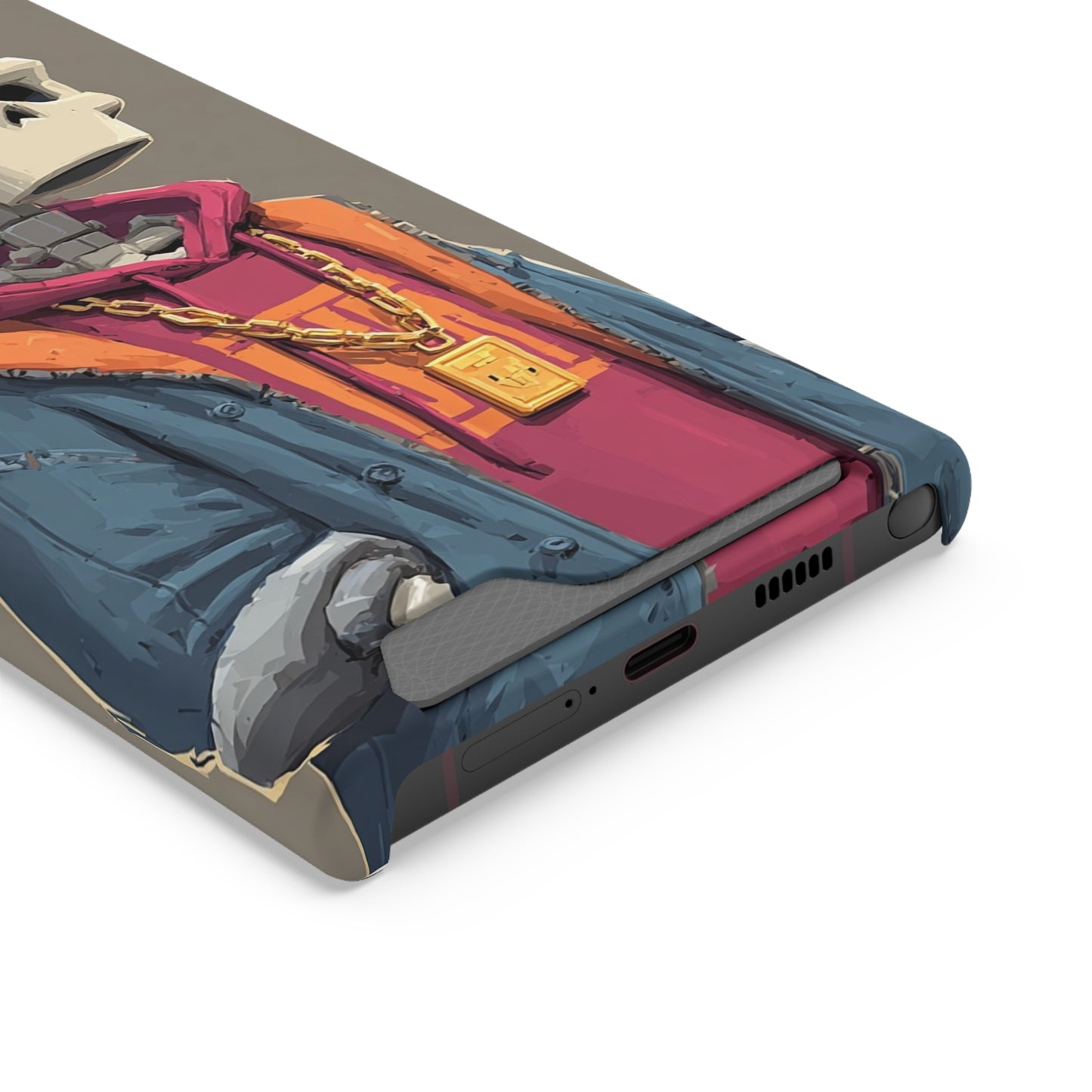 Stylish Skeleton Phone Case with Card Holder, Trendy Skull Case, Unique Gift for Tech Lovers, Halloween Decor, Everyday Use