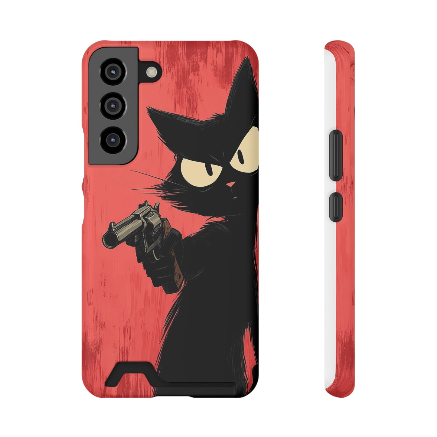 Stylish Catfather Phone Case with Card Holder - Cartoon Cat Art, Cat Lovers Gift, Functional Phone Accessory, Perfect for Any Occasion