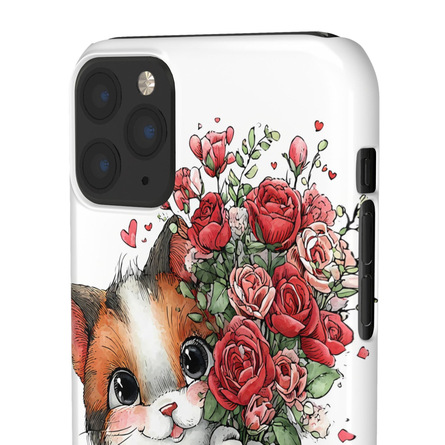 Cute Cat Snap Case with Floral Design, Pet Lovers Gift, Phone Protector for Valentine's Day, Cute Kitty Case, Animal Art Cover