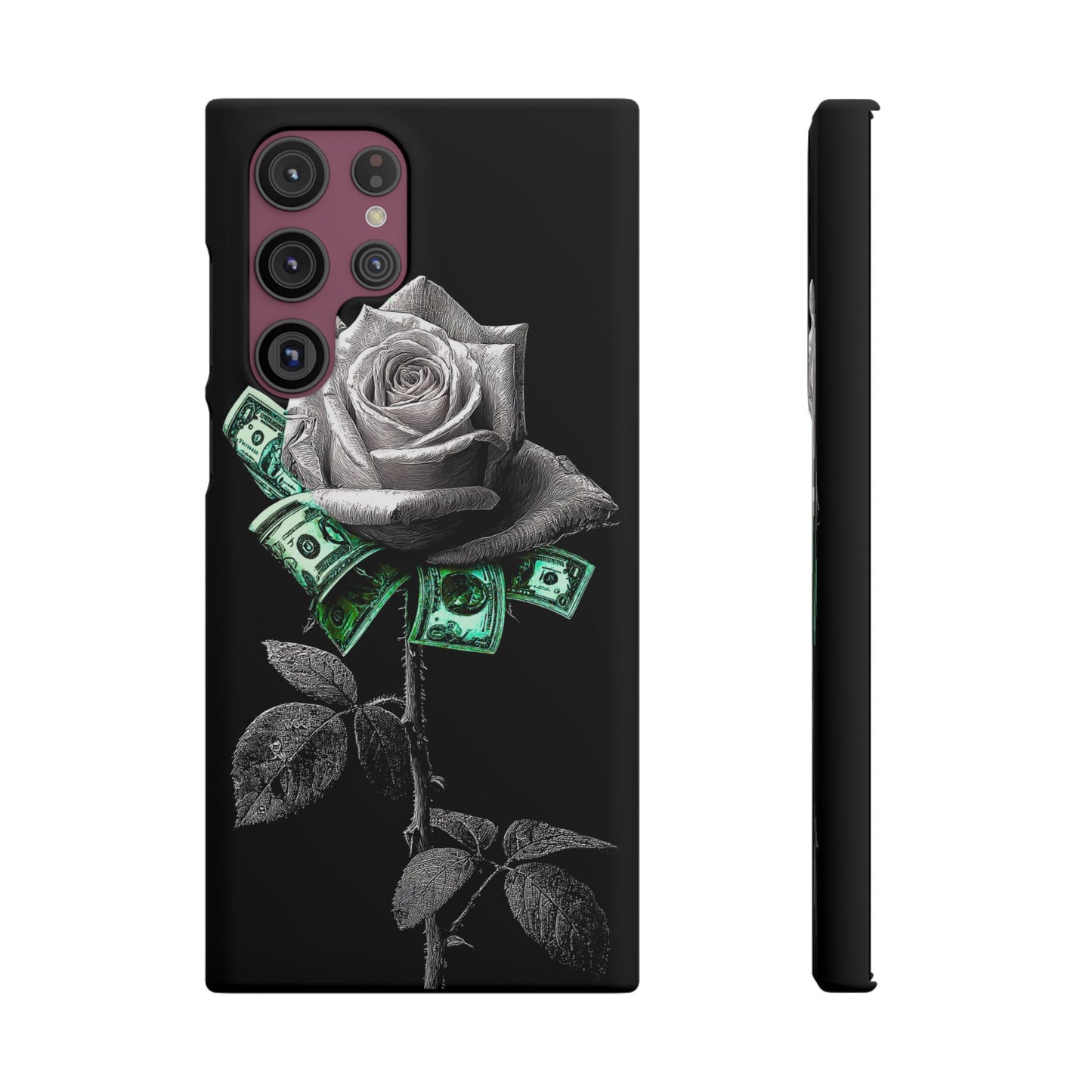 Stylish Rose & Money Snap Case - Floral Phone Protection, Trendy Gift for Him/Her, Birthday Present, Accessories for Teens
