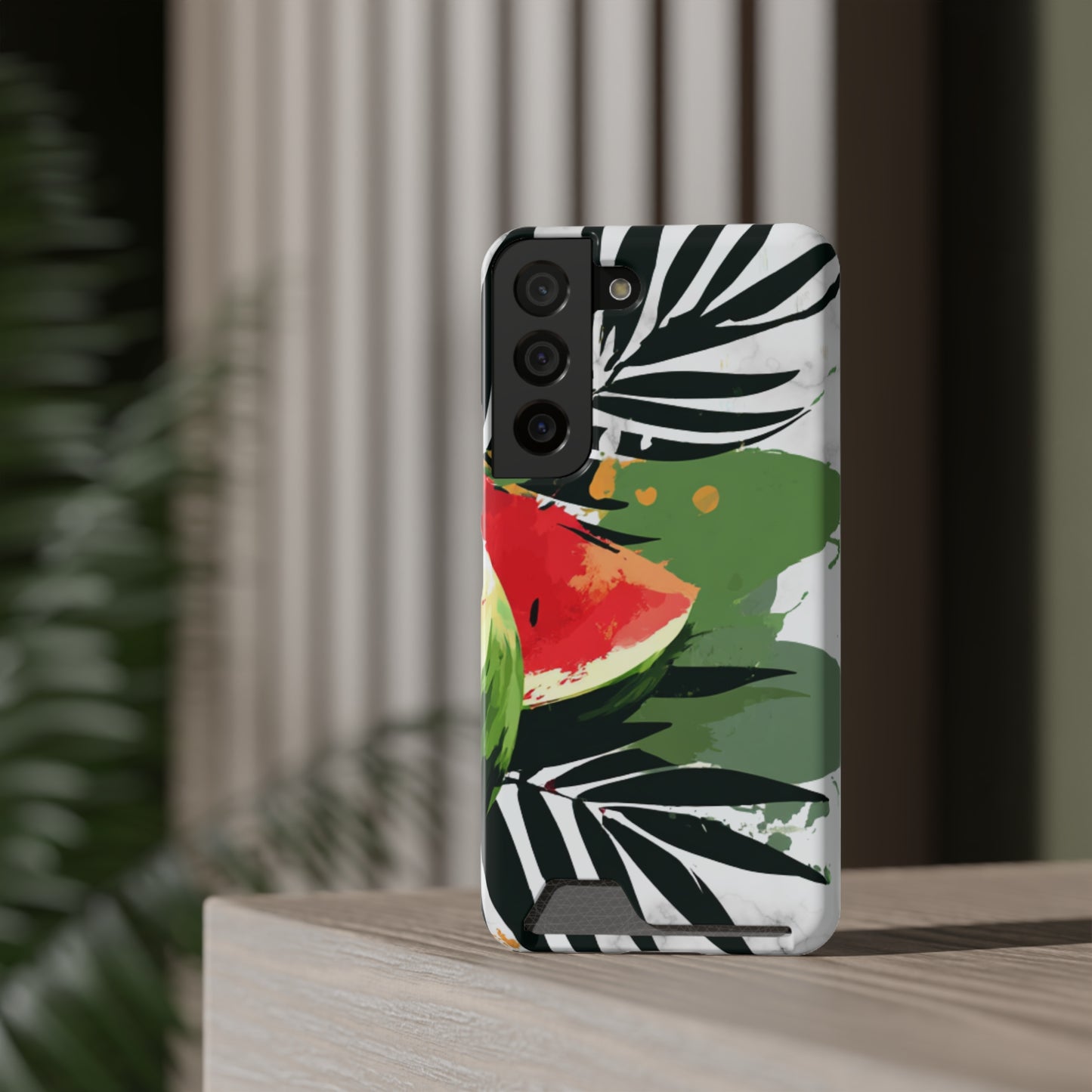 Tropical Phone Case with Card Holder, Floral Smartphone Cover, Summery Accessory, Gift for Beach Lovers, Vacation Essentials