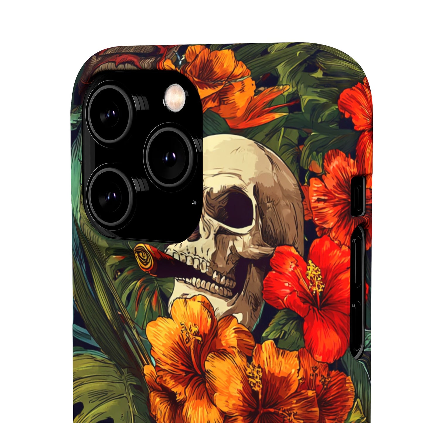 Tropical Skull Phone Case - Vibrant Floral Design, Skull Case for iPhone, Unique Tropical Art, Gift for Beach Lovers, Halloween Decor