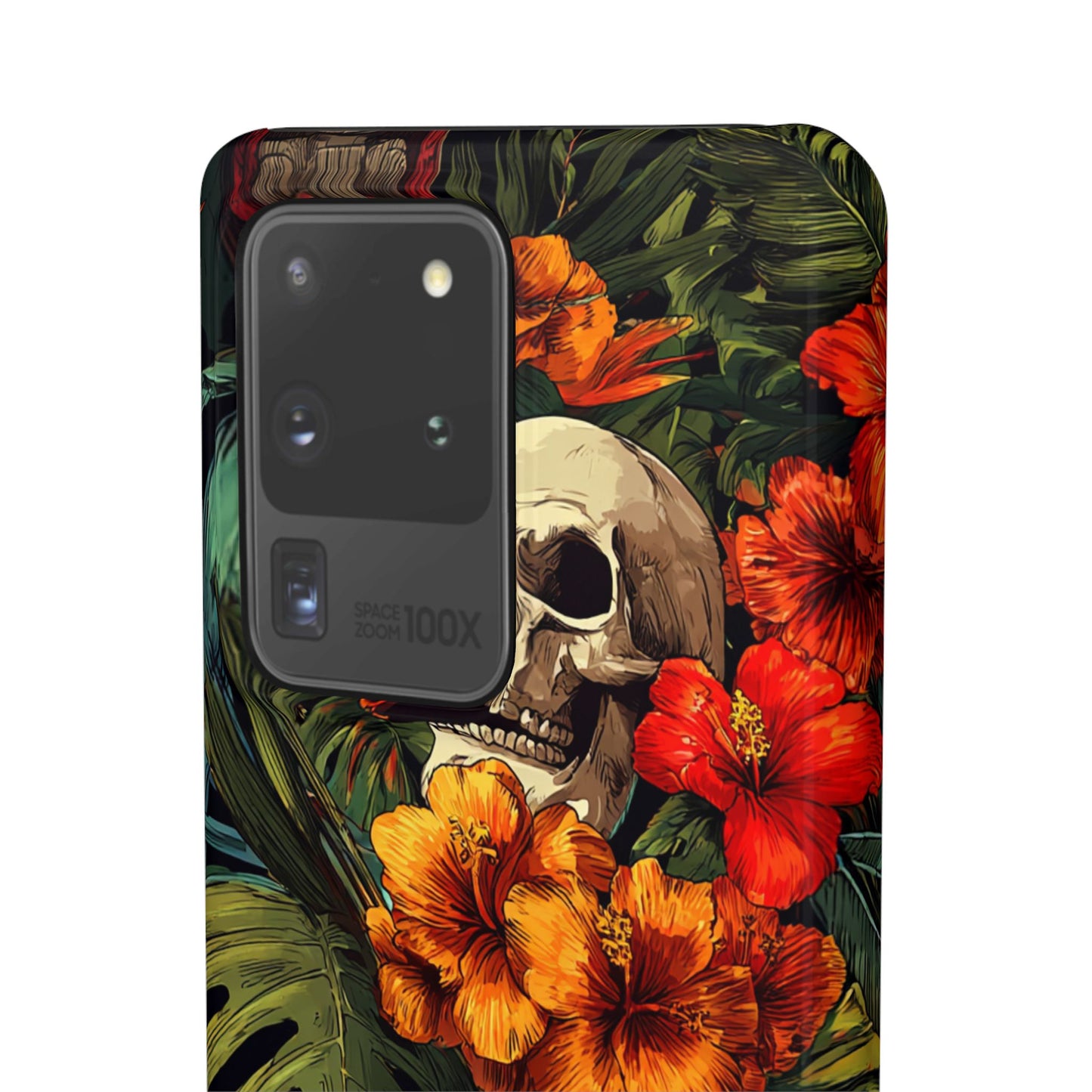 Tropical Skull Phone Case - Vibrant Floral Design, Skull Case for iPhone, Unique Tropical Art, Gift for Beach Lovers, Halloween Decor