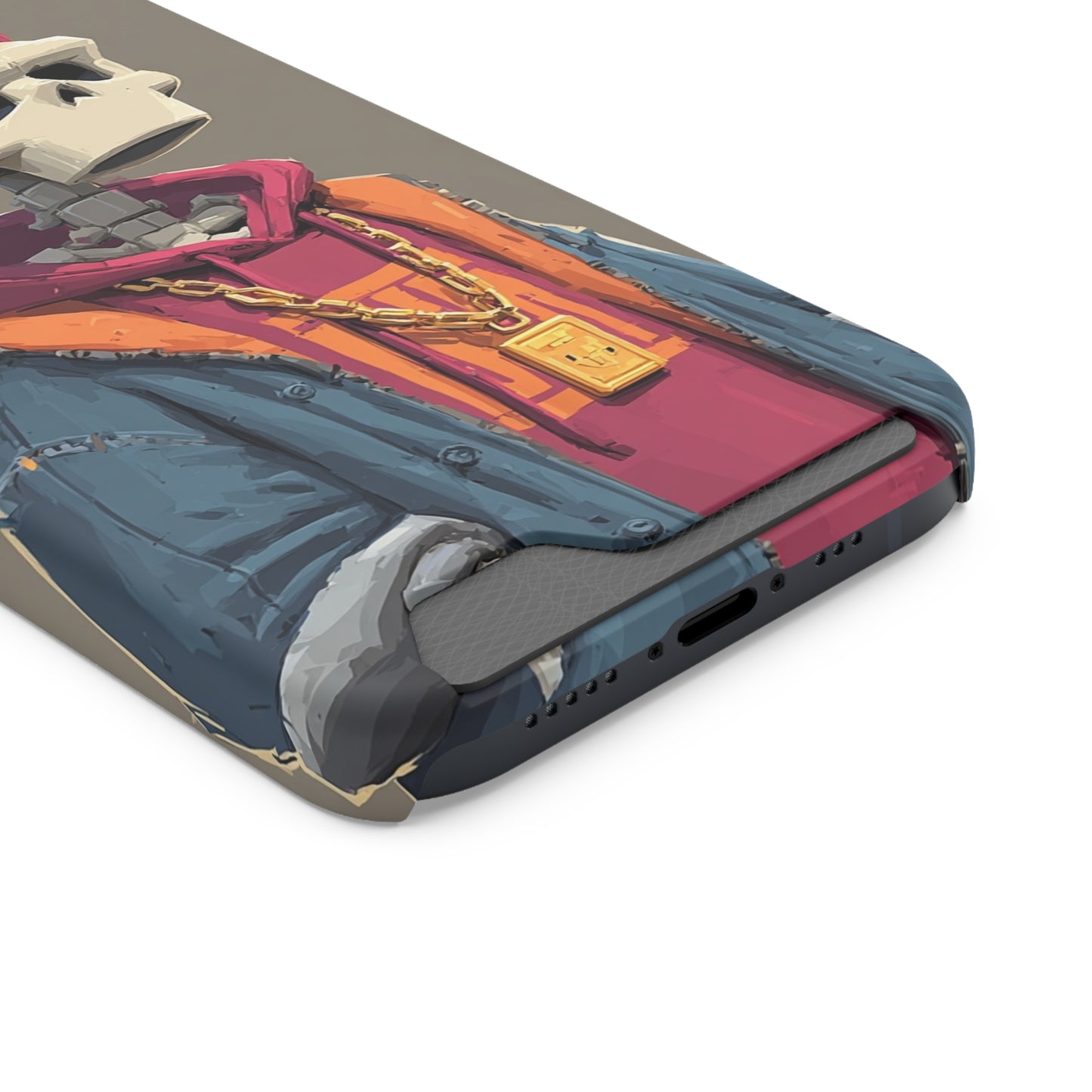 Stylish Skeleton Phone Case with Card Holder, Trendy Skull Case, Unique Gift for Tech Lovers, Halloween Decor, Everyday Use