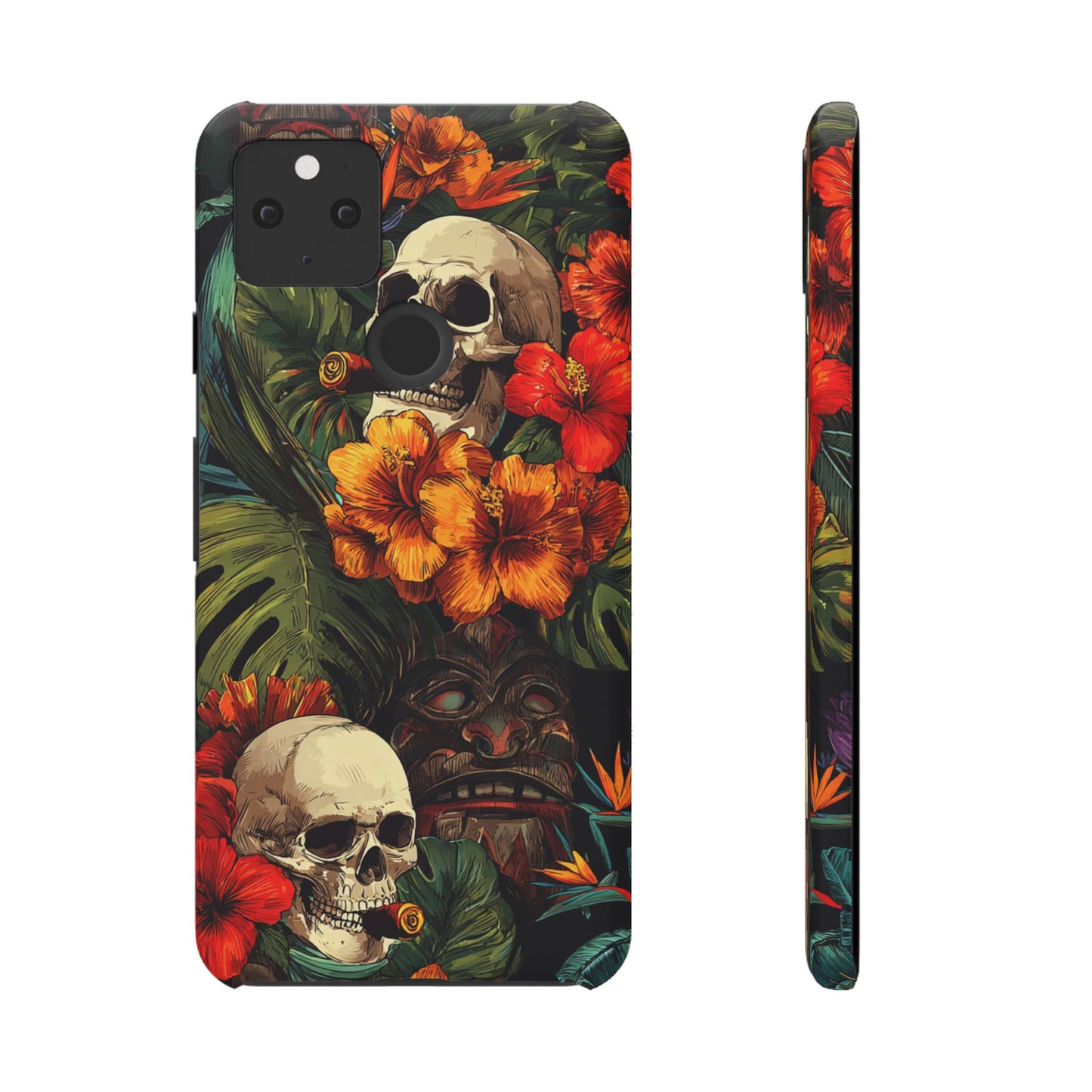 Tropical Skull Phone Case - Vibrant Floral Design, Skull Case for iPhone, Unique Tropical Art, Gift for Beach Lovers, Halloween Decor