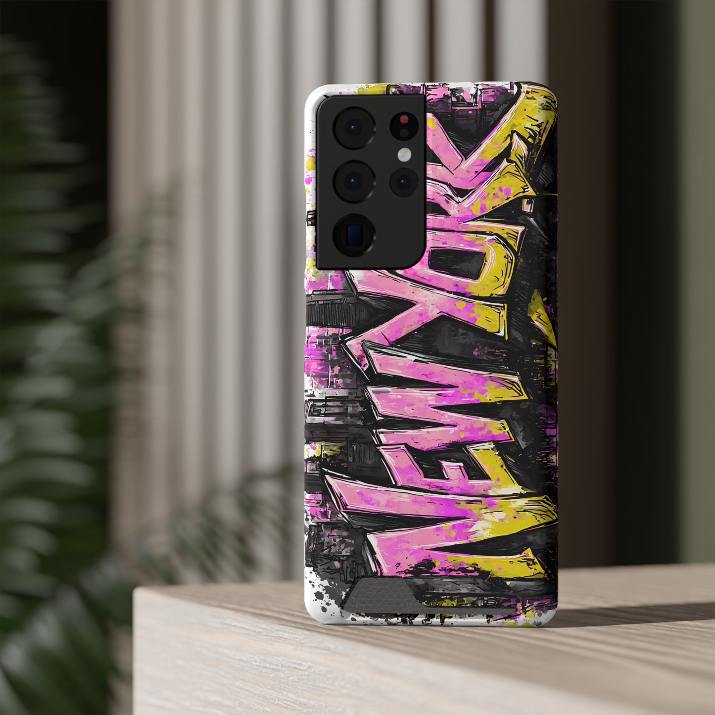 Urban Graffiti Phone Case with Card Holder, NY Street Art Phone Protection, Trendy Accessory, Gifts for City Lovers, Unique Tech Gift