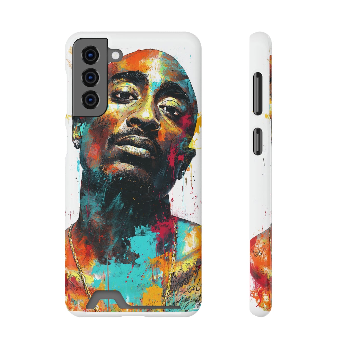 Vibrant Phone Case with Card Holder, Abstract Art Phone Cover, Stylish Smartphone Case, Unique Gift for Music Lovers, Hip-Hop Inspired Case