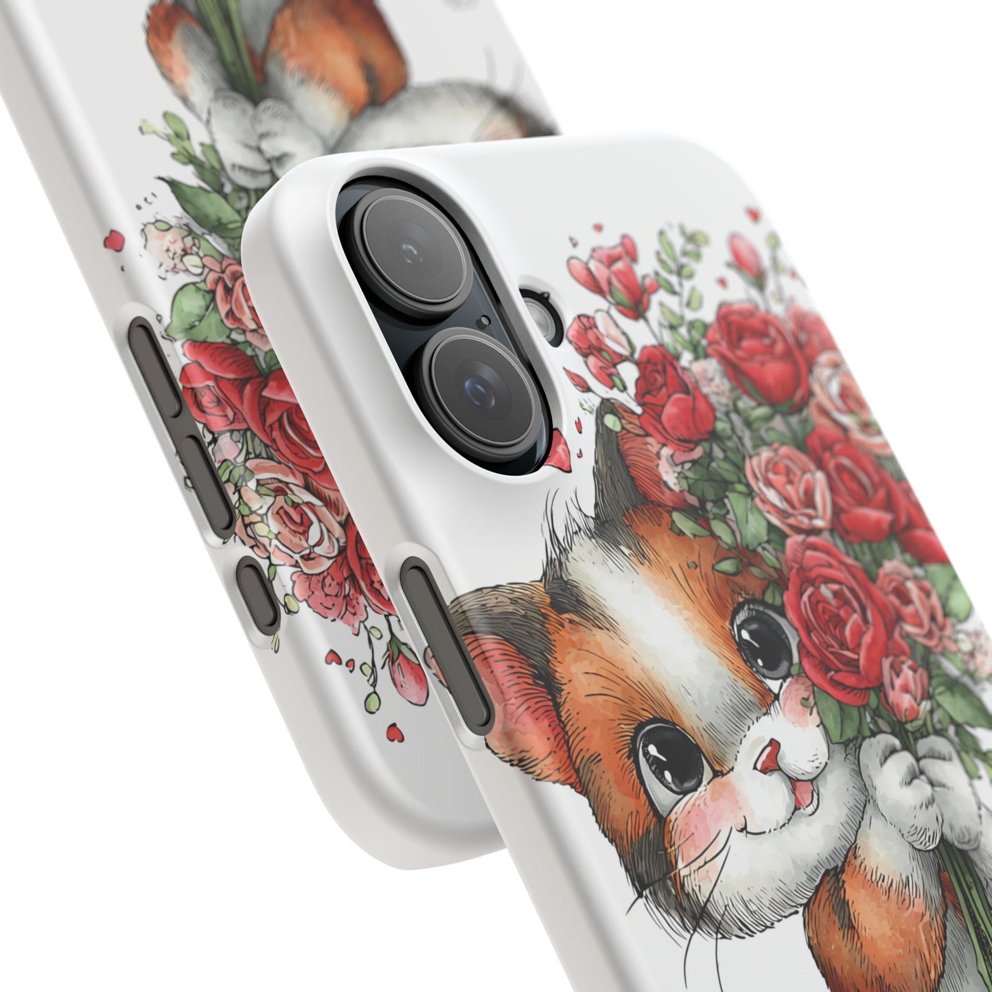 Cute Cat Snap Case with Floral Design, Pet Lovers Gift, Phone Protector for Valentine's Day, Cute Kitty Case, Animal Art Cover