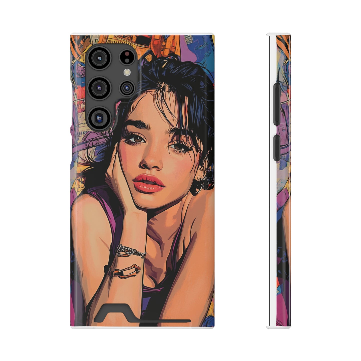 Vibrant Phone Case with Card Holder - Artistic Design for Fashion Lovers, Perfect Gift for Birthdays, Holidays, and Everyday Use