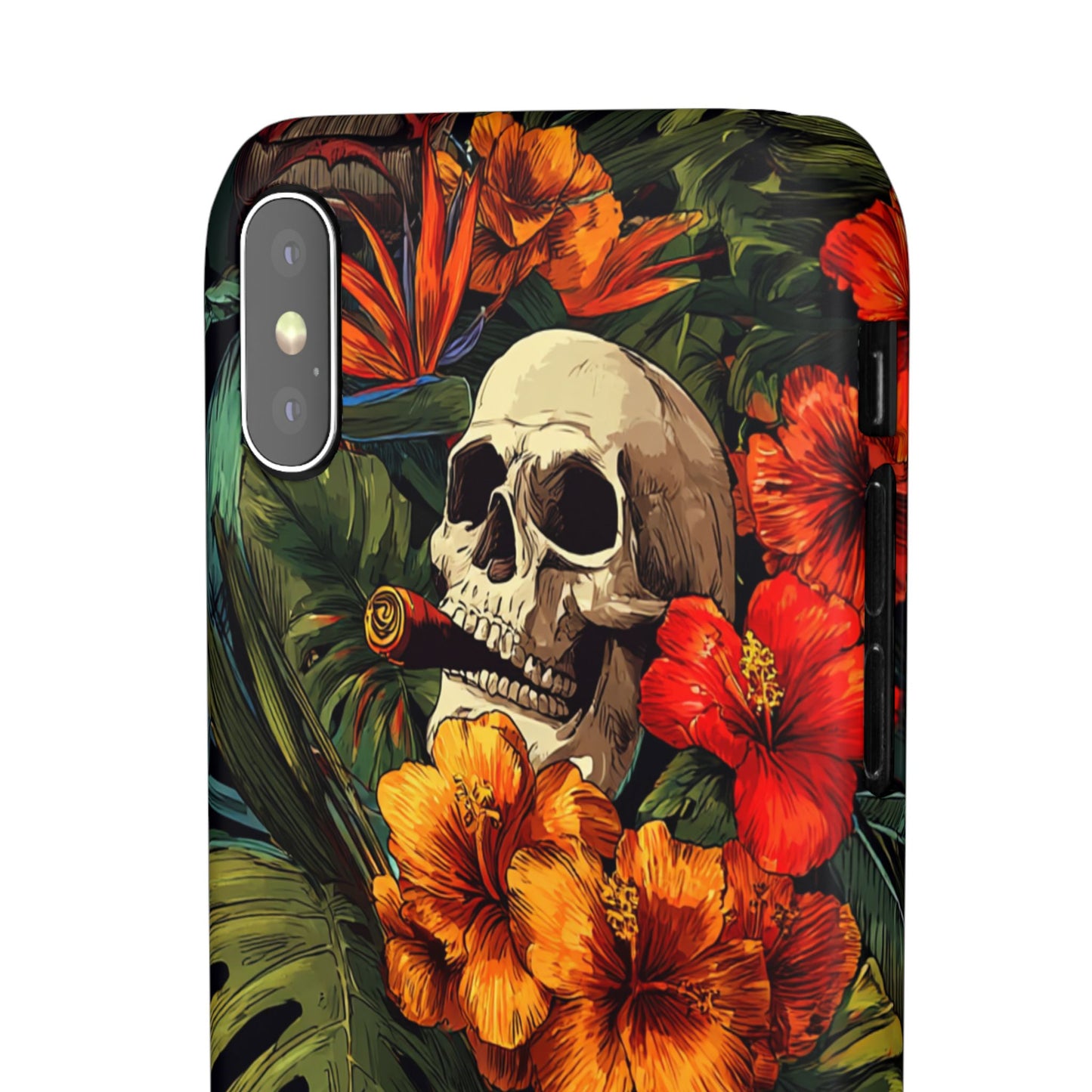 Tropical Skull Phone Case - Vibrant Floral Design, Skull Case for iPhone, Unique Tropical Art, Gift for Beach Lovers, Halloween Decor
