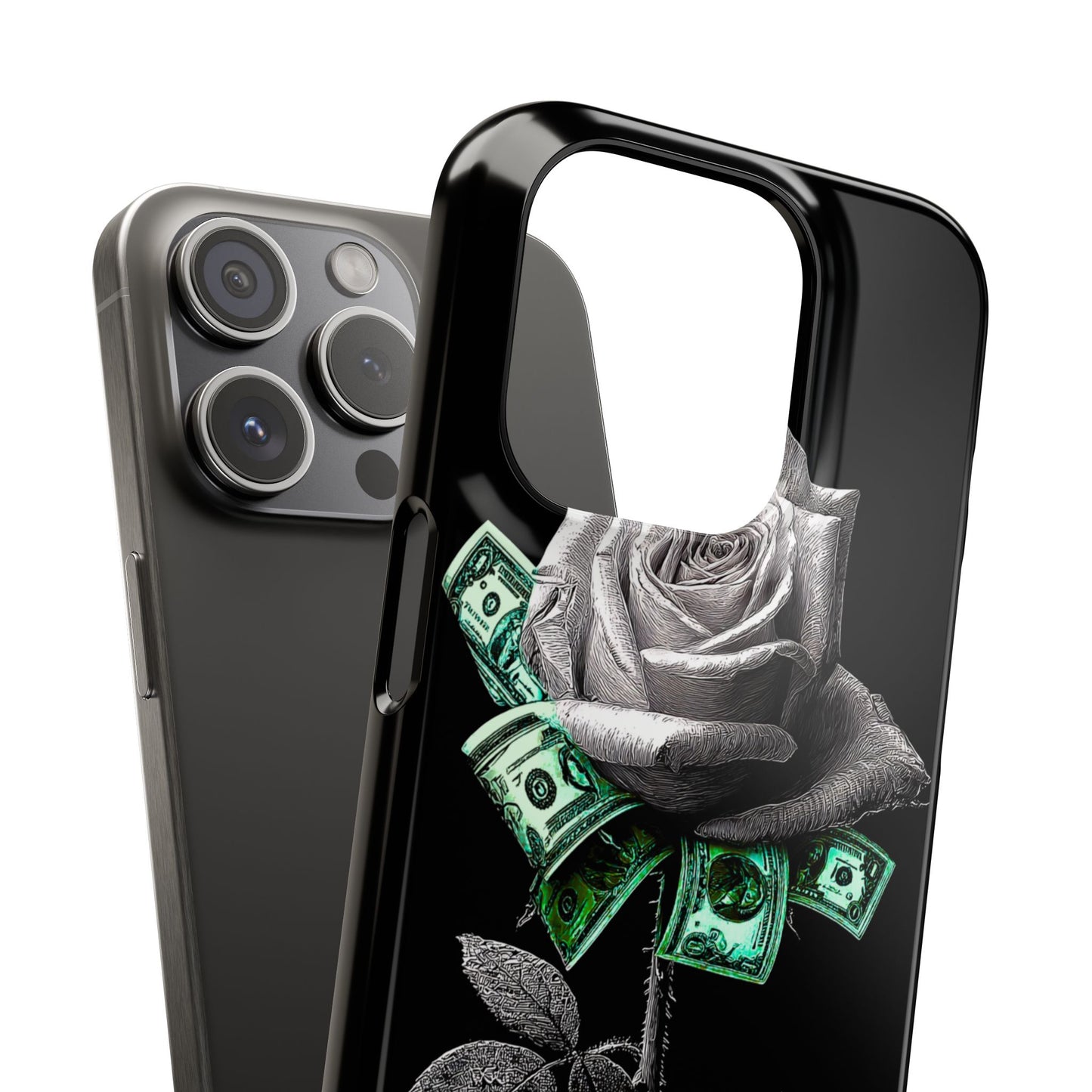 Stylish Rose & Money Snap Case - Floral Phone Protection, Trendy Gift for Him/Her, Birthday Present, Accessories for Teens