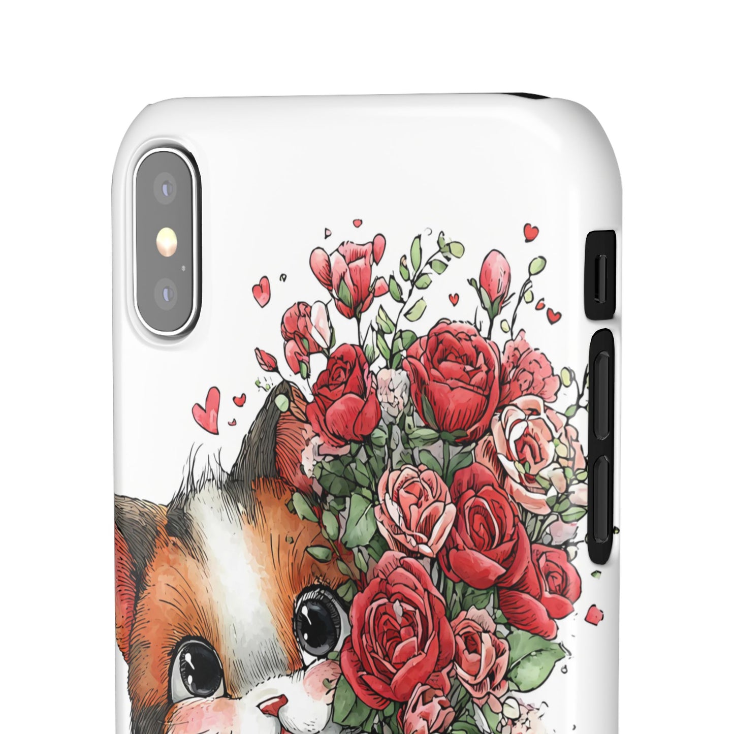 Cute Cat Snap Case with Floral Design, Pet Lovers Gift, Phone Protector for Valentine's Day, Cute Kitty Case, Animal Art Cover
