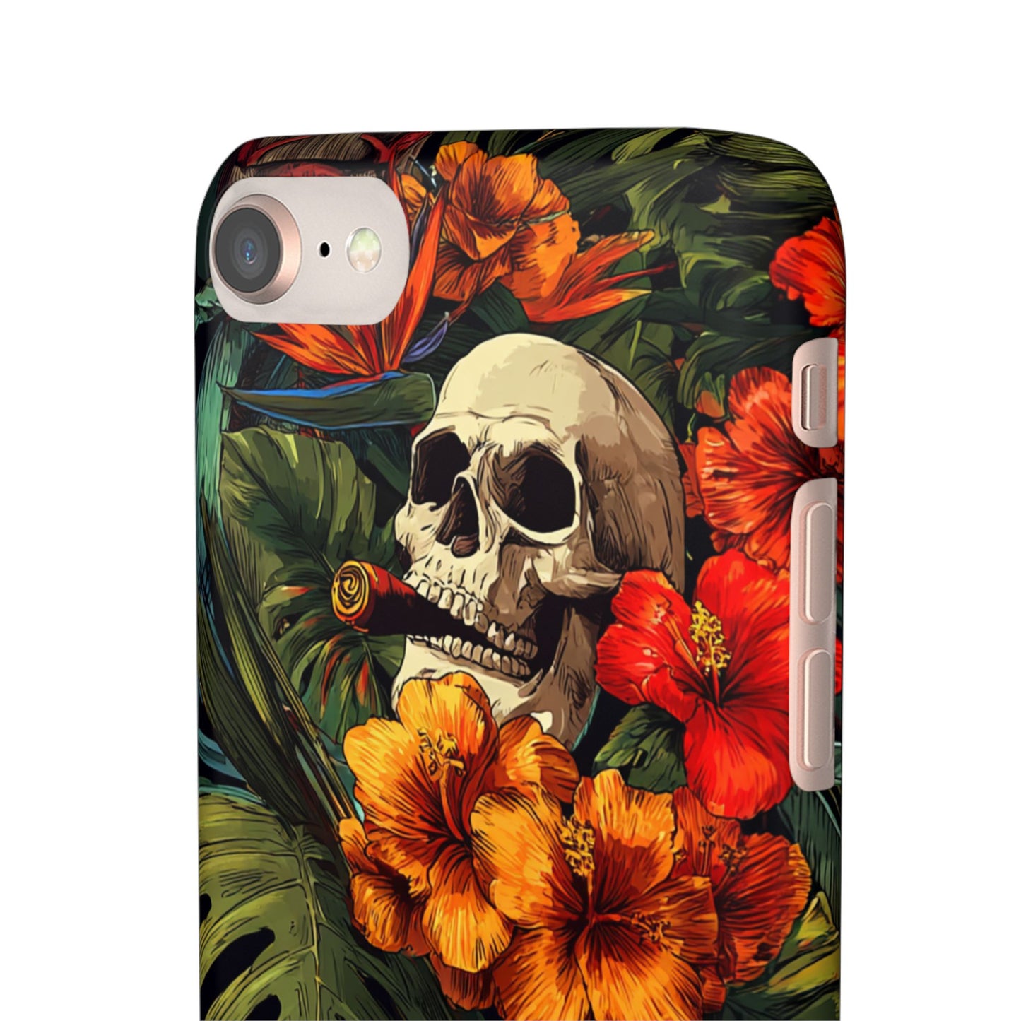 Tropical Skull Phone Case - Vibrant Floral Design, Skull Case for iPhone, Unique Tropical Art, Gift for Beach Lovers, Halloween Decor