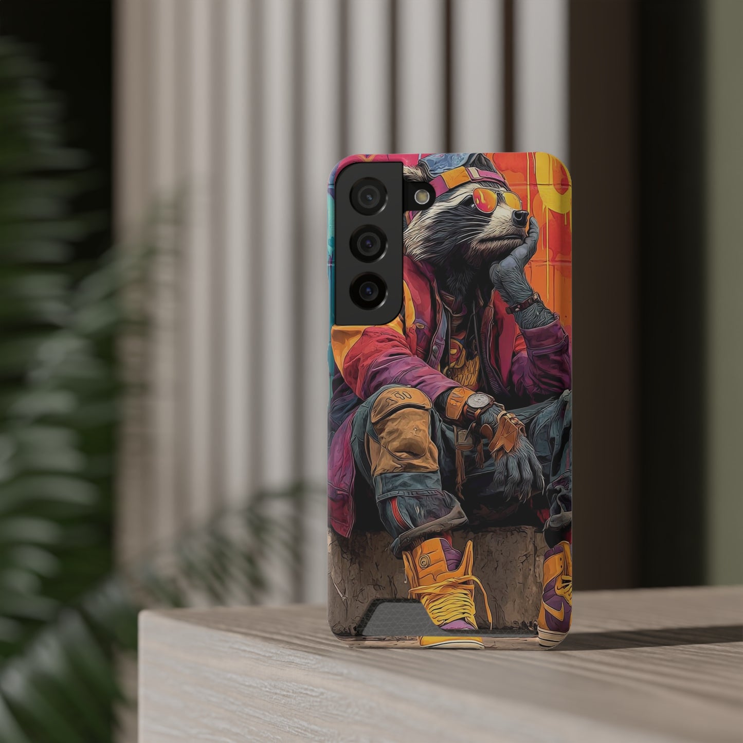 Stylish Phone Case With Card Holder, Trendy Mobile Accessory, Urban Art, Perfect Gift for Teens, Cool Gadget for Everyday Use