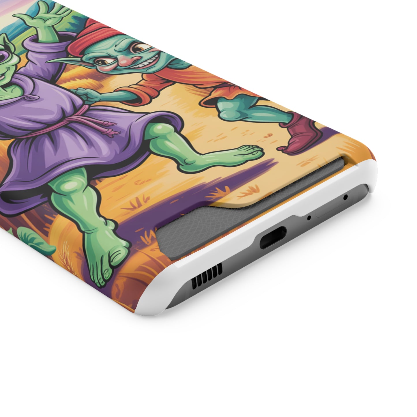 Playful Alien Phone Case with Card Holder | Cute Green Characters | Gift for Kids, Sci-Fi Fanatic, Birthday Fun, Unique Design