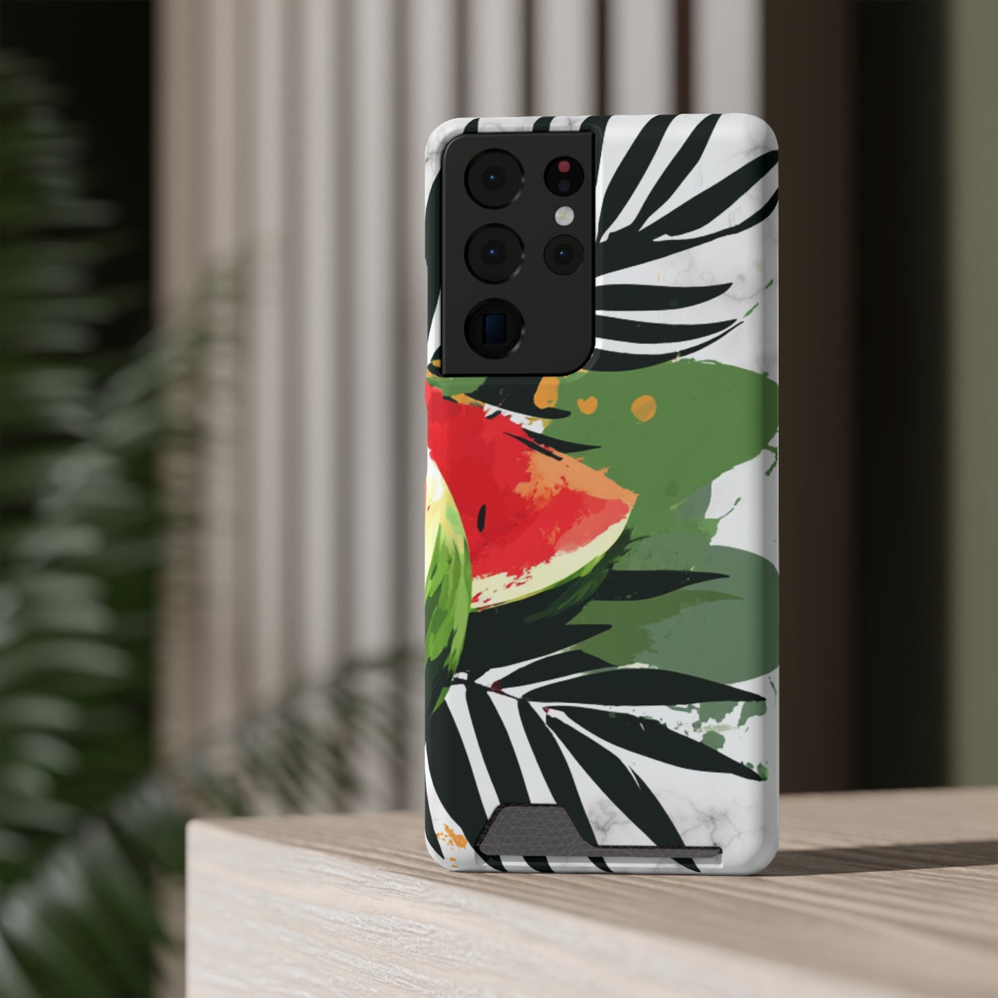 Tropical Phone Case with Card Holder, Floral Smartphone Cover, Summery Accessory, Gift for Beach Lovers, Vacation Essentials