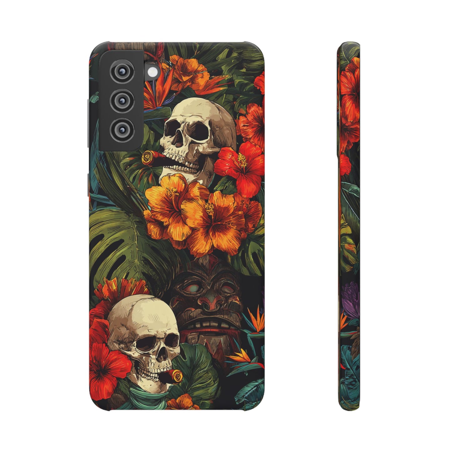 Tropical Skull Phone Case - Vibrant Floral Design, Skull Case for iPhone, Unique Tropical Art, Gift for Beach Lovers, Halloween Decor