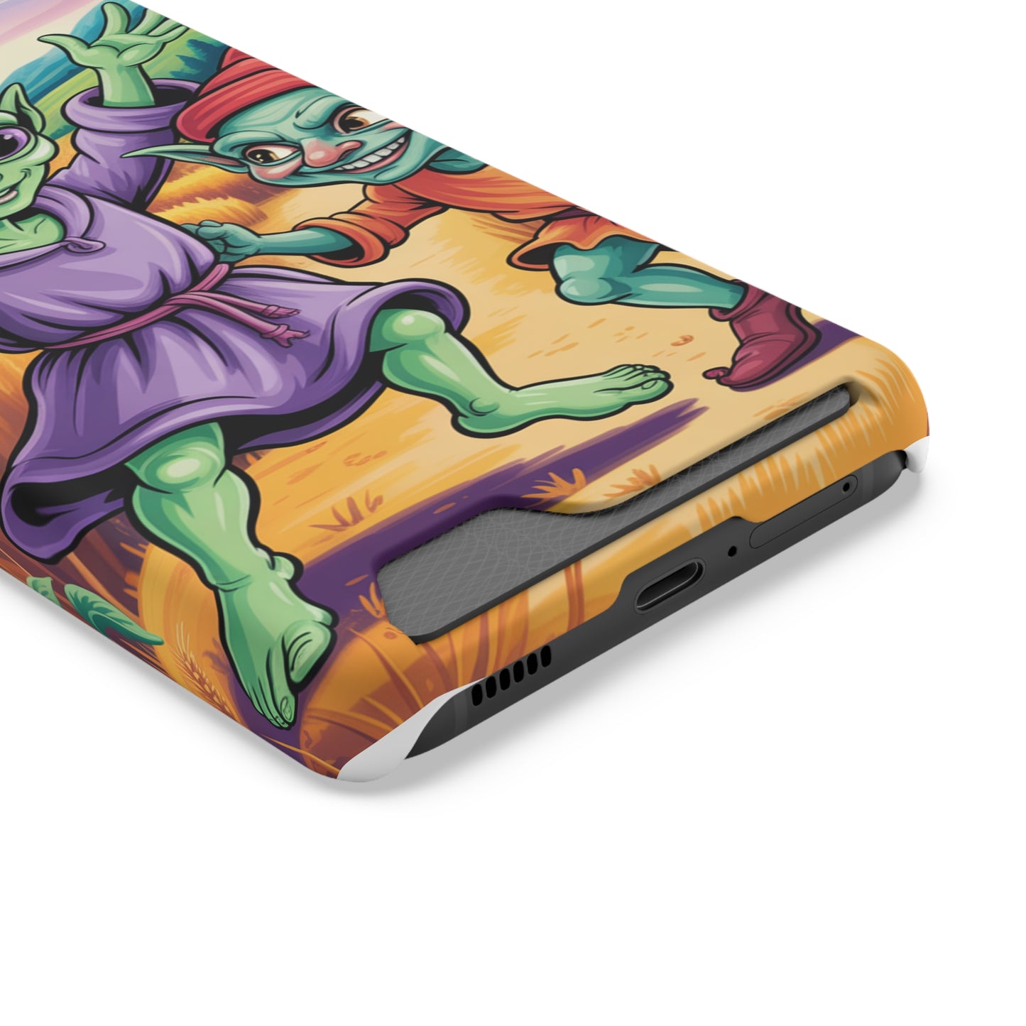 Playful Alien Phone Case with Card Holder | Cute Green Characters | Gift for Kids, Sci-Fi Fanatic, Birthday Fun, Unique Design