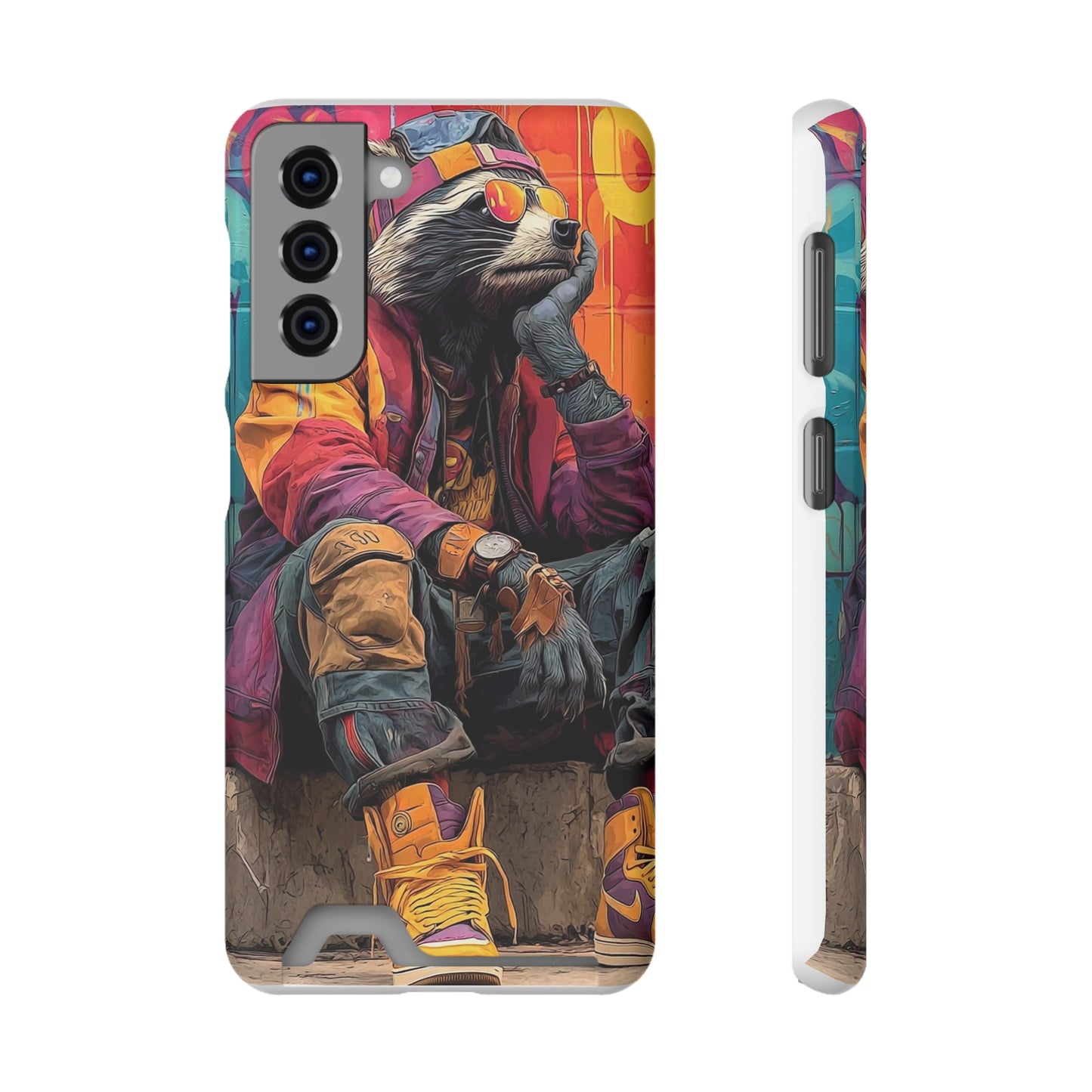 Stylish Phone Case With Card Holder, Trendy Mobile Accessory, Urban Art, Perfect Gift for Teens, Cool Gadget for Everyday Use