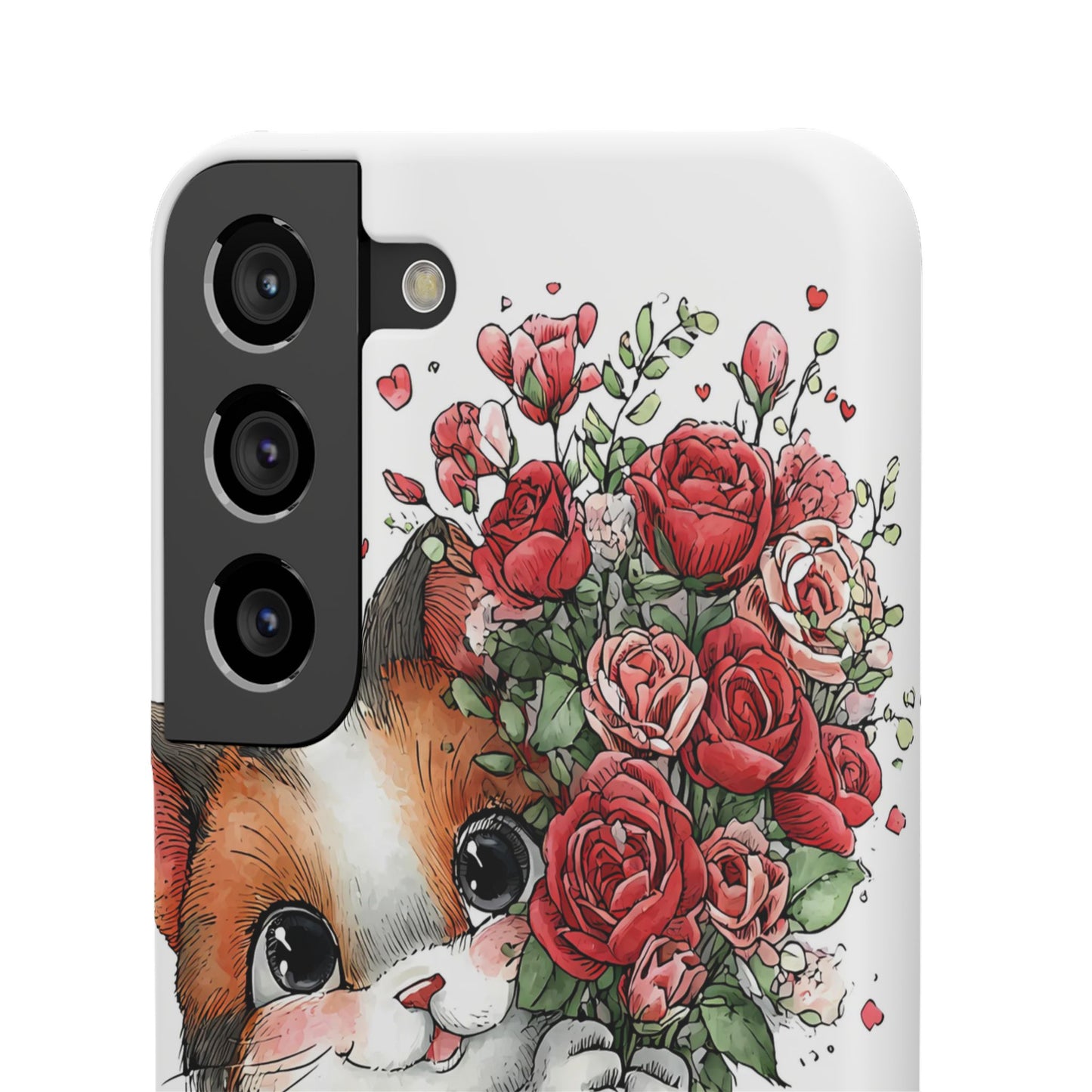 Cute Cat Snap Case with Floral Design, Pet Lovers Gift, Phone Protector for Valentine's Day, Cute Kitty Case, Animal Art Cover